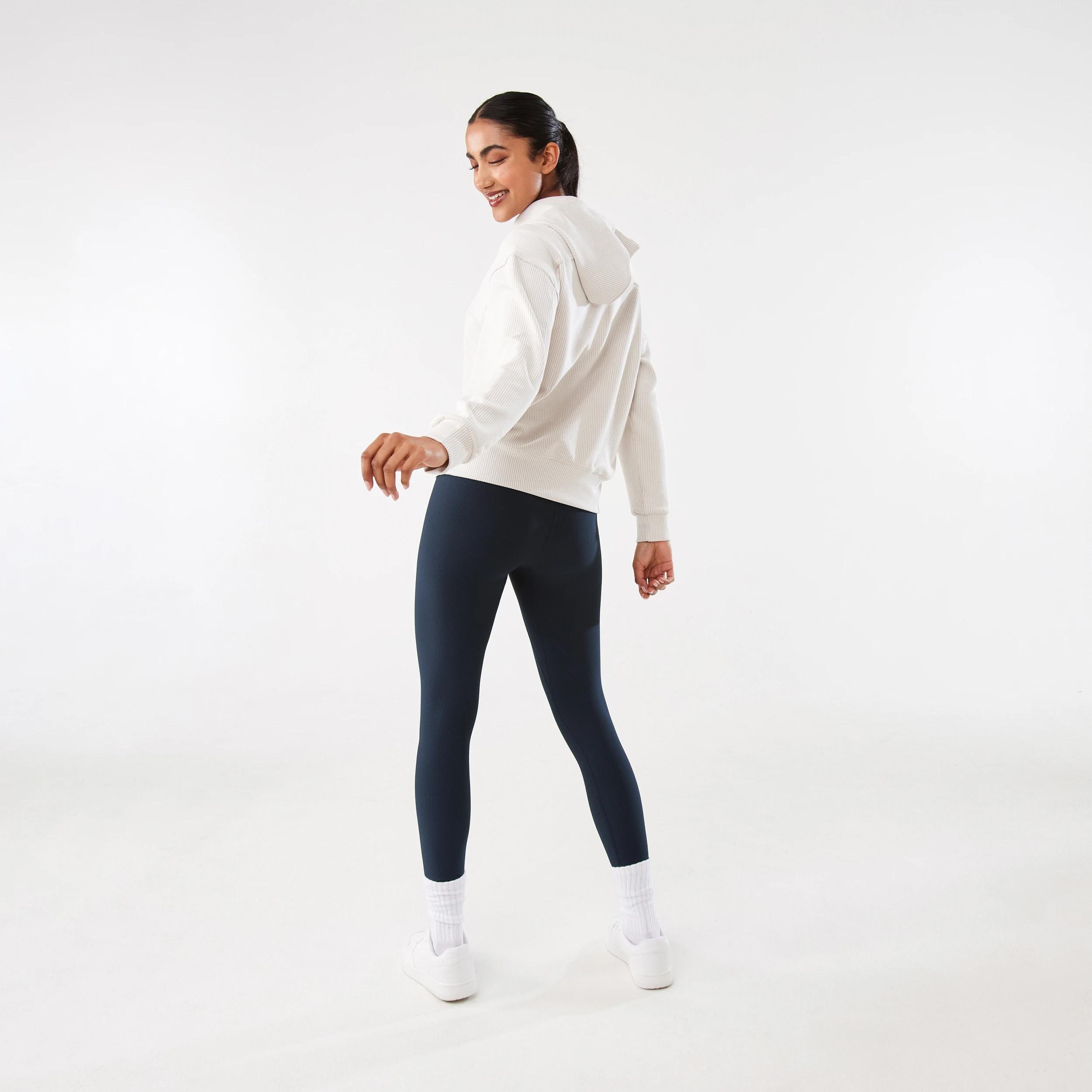 4 Active Womens Ribbed Scuba Hoodie PEAK GREY, 4 of 6
