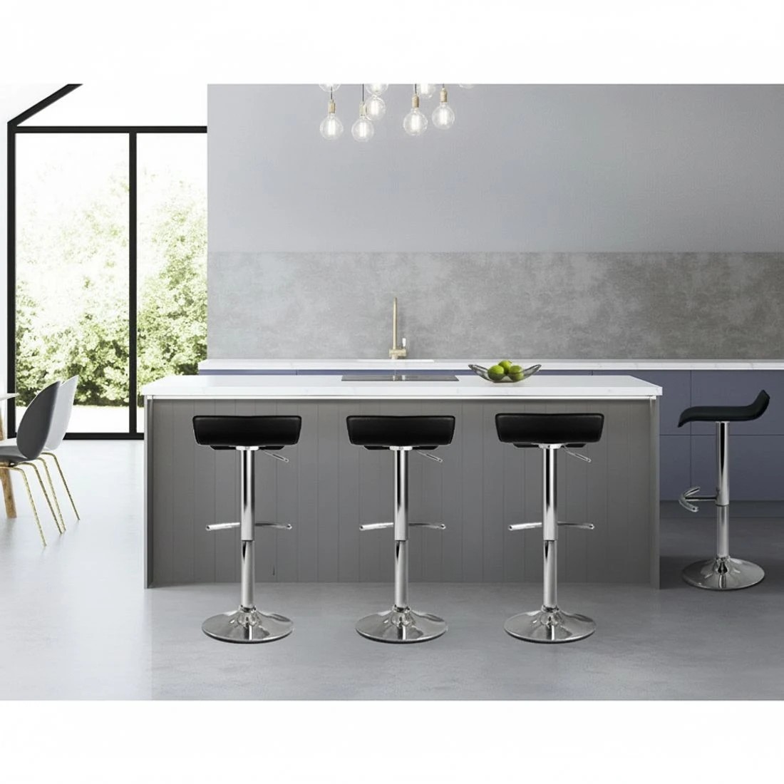 5 Artiss 4x Bar Stools Adjustable Gas Lift Chairs - Black, 5 of 5