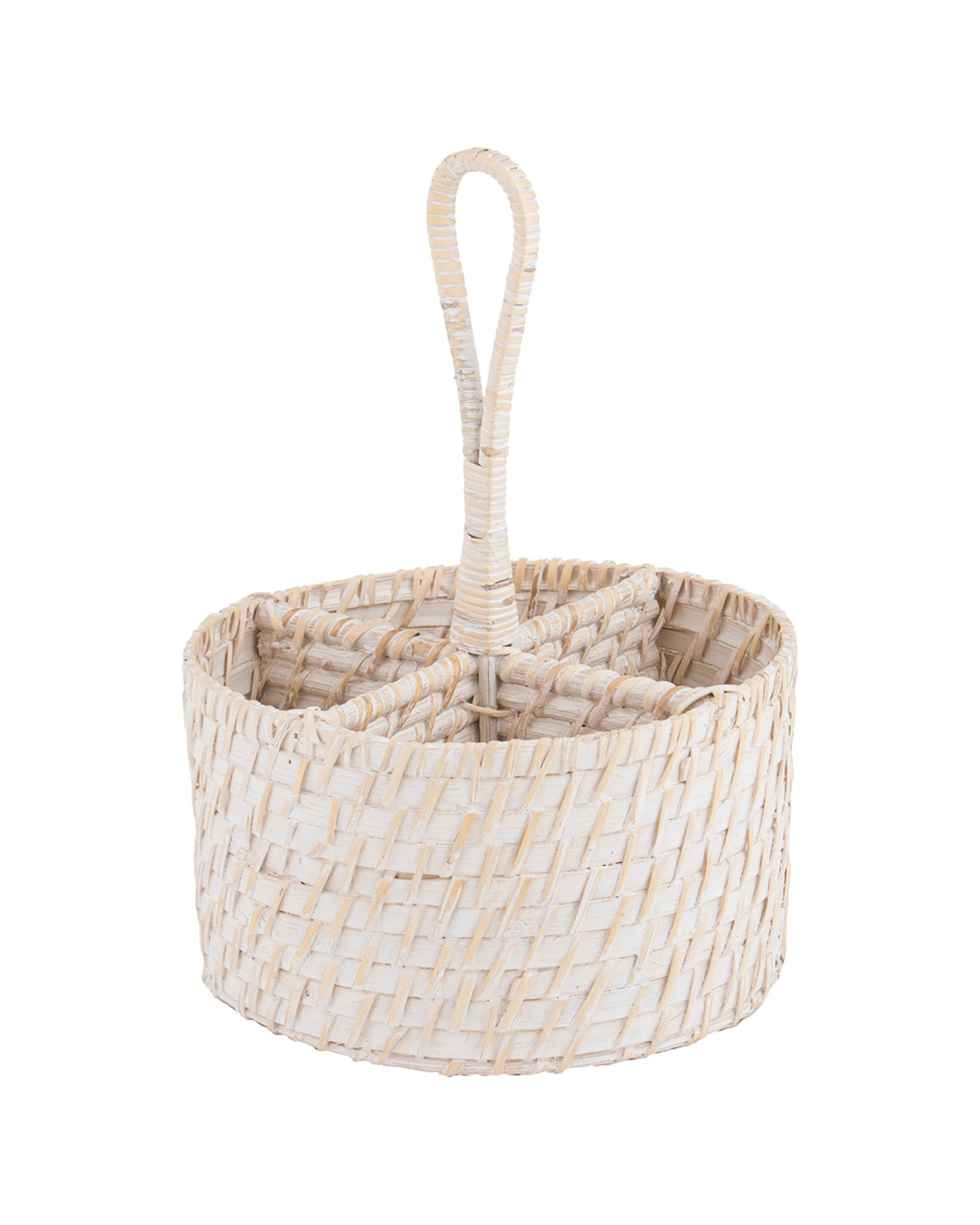 1 Ladelle Whitehaven Woven Round Utensil Caddy Holder - Beige, 1 of 2