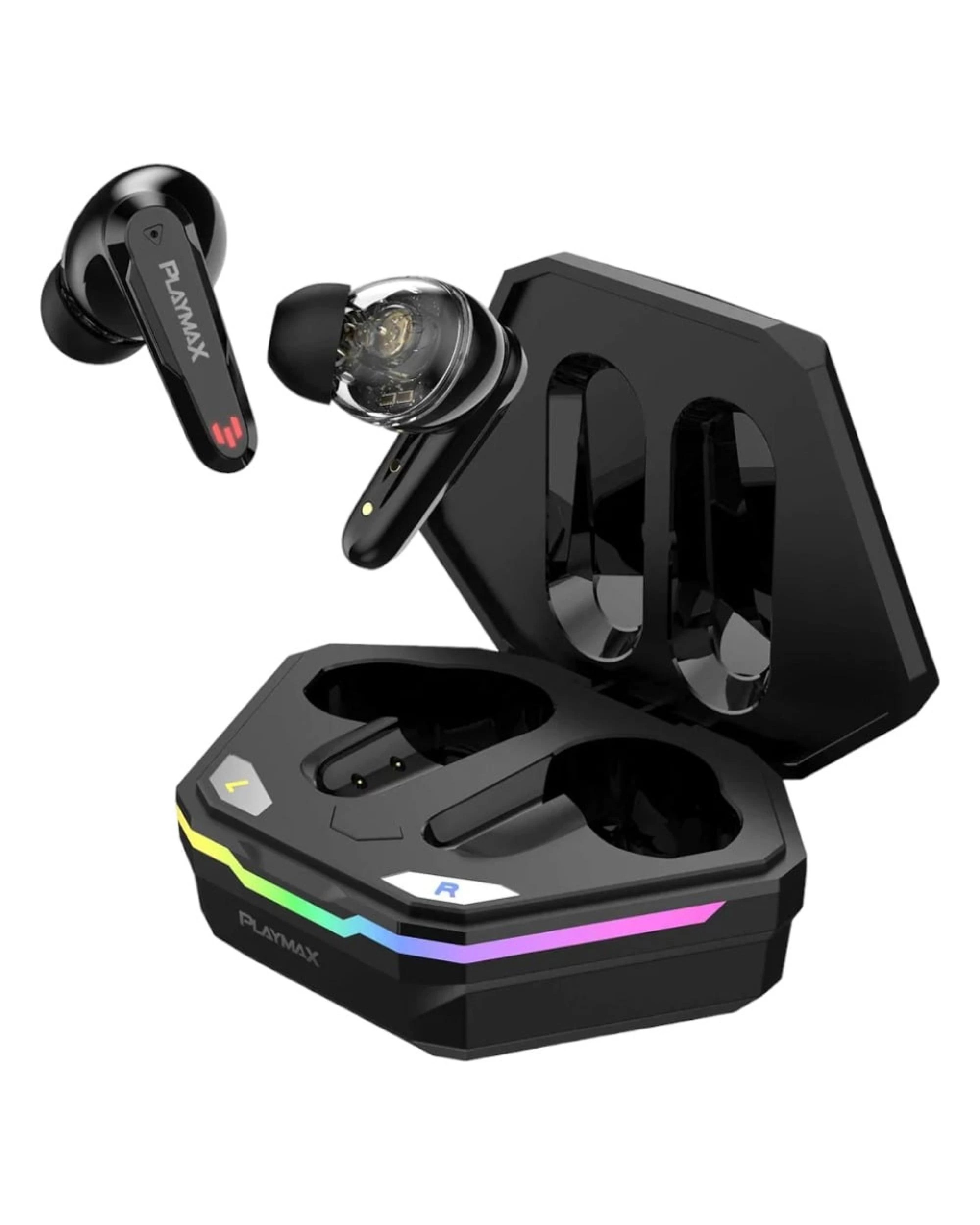 1 Playmax True Wireless RGB Gaming Earbuds - Hex, 1 of 10