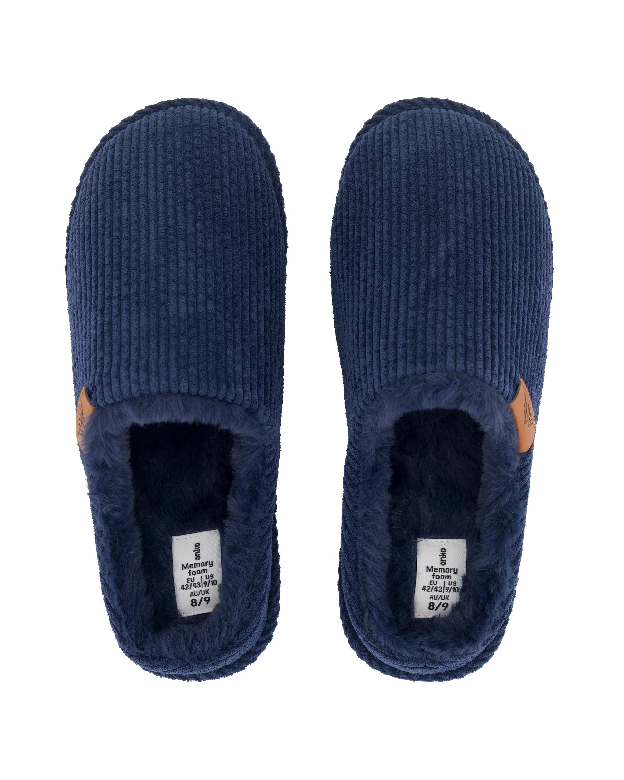 2 Velour Corduroy Scuffs Navy, 2 of 3