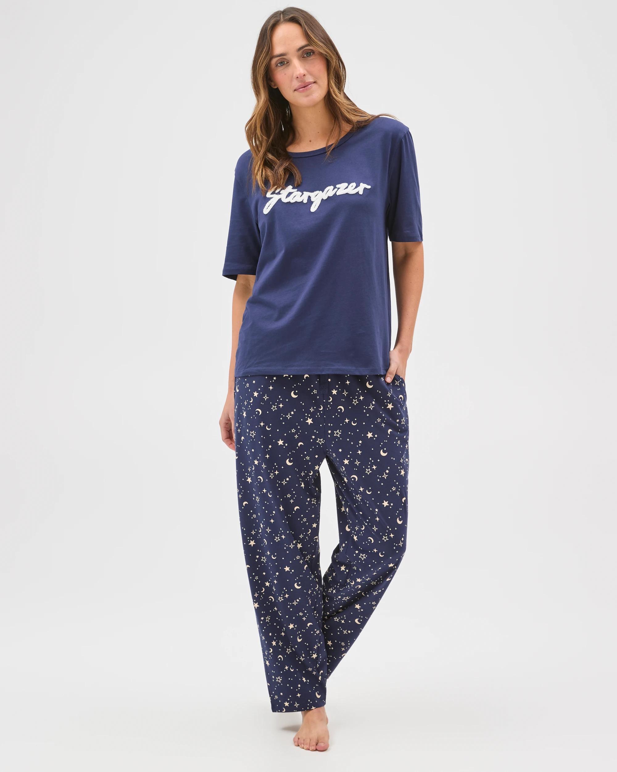 2 Target Woman Australian Cotton 7/8 Length Jersey Sleep Pants STARGAZER, 2 of 6