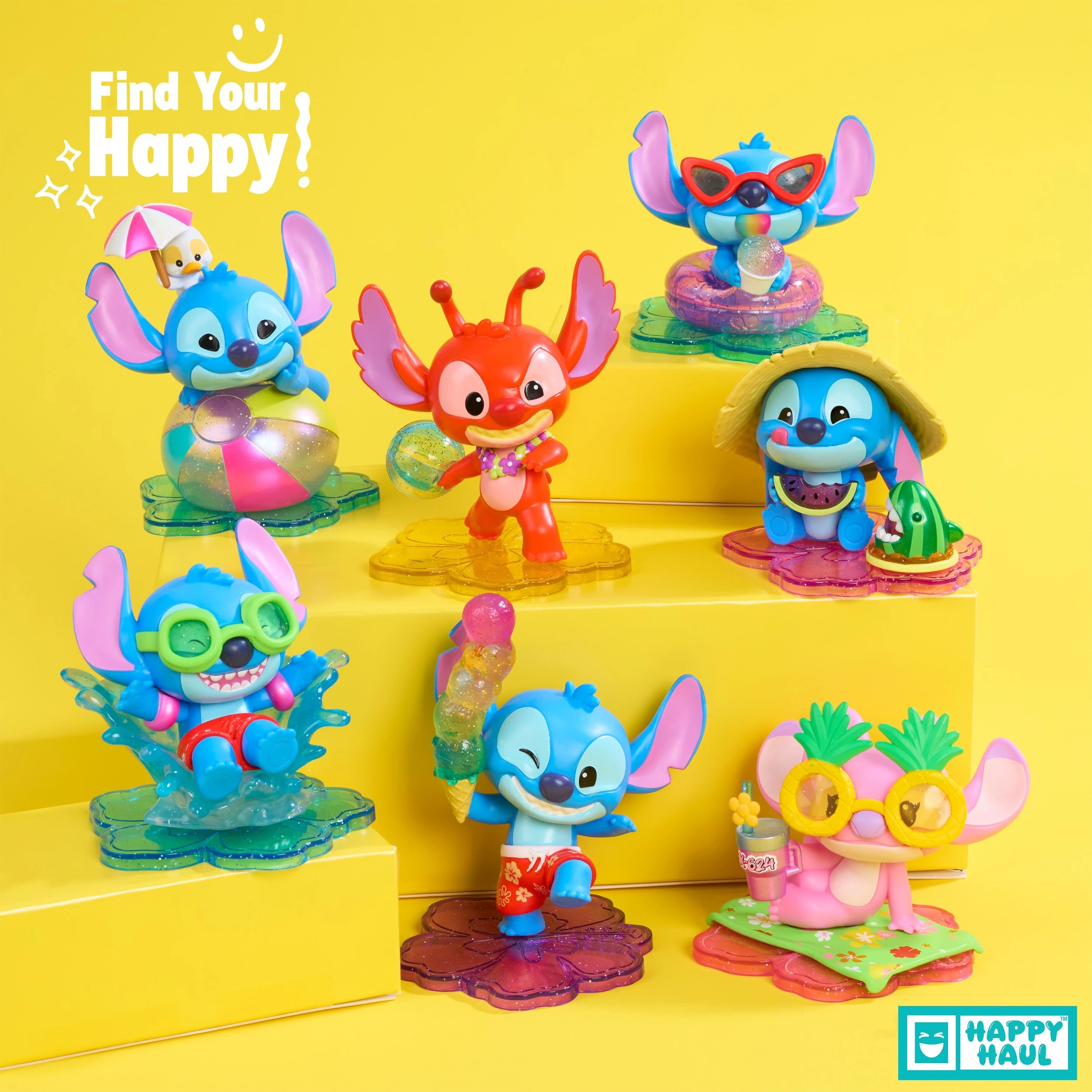 10 HAPPY HAUL Disney Stitch Splash Zone Designer Figures - Assorted - Multi, 10 of 10