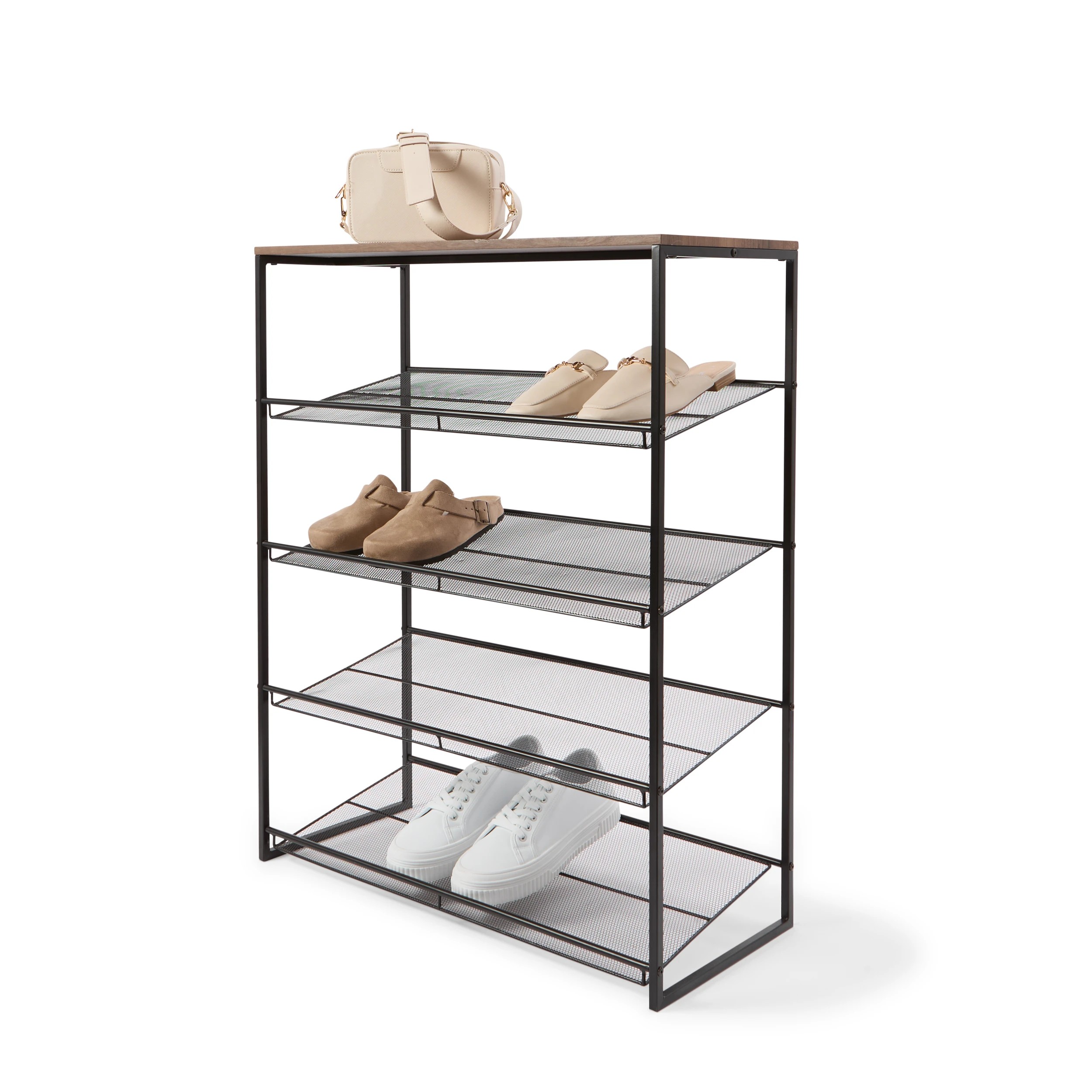 1 4 Tier Metal Shoe Rack, 1 of 3
