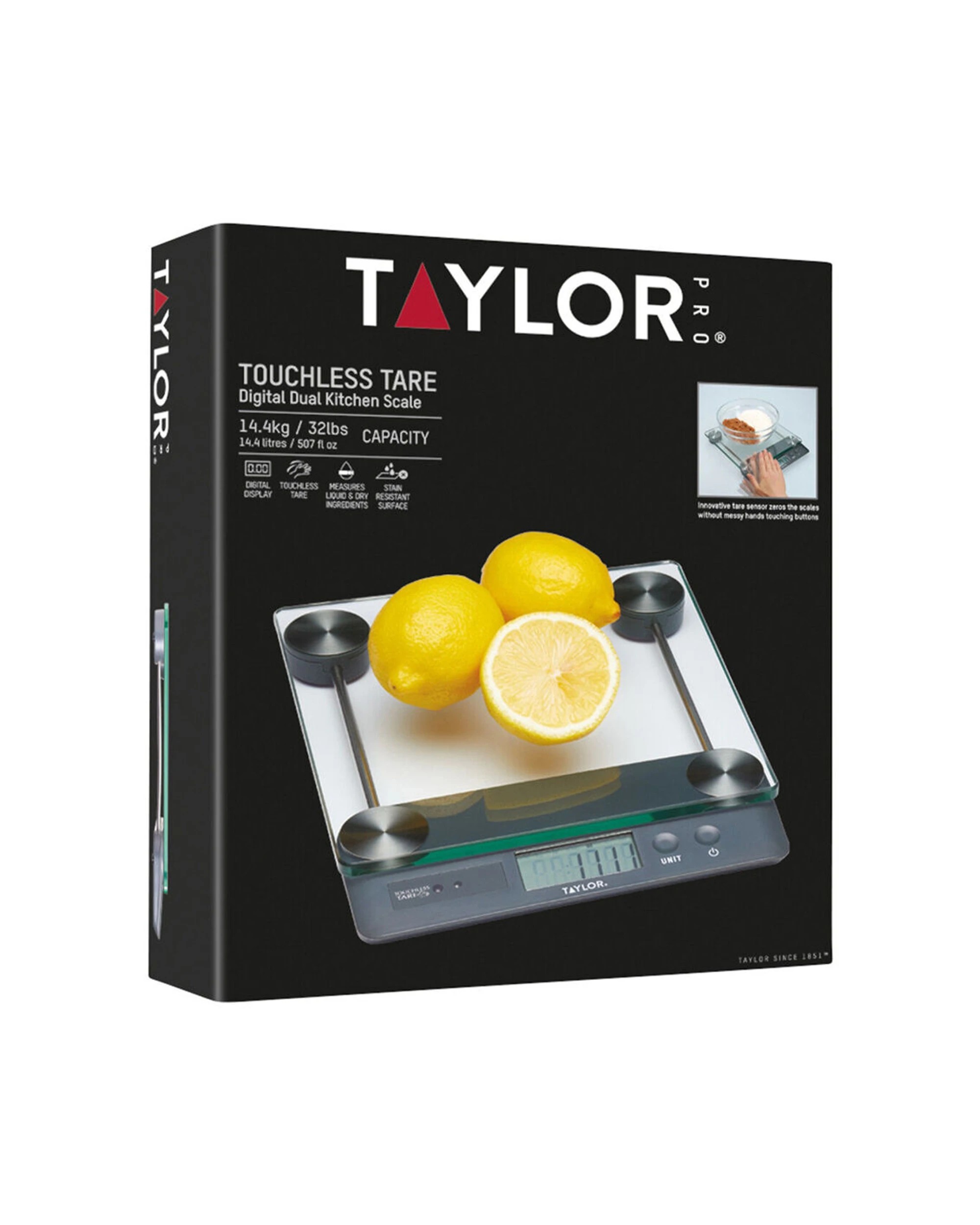 6 Taylor Glass Digital Kitchen Scale Touchless Tare 14.4kg - Multi, 6 of 6