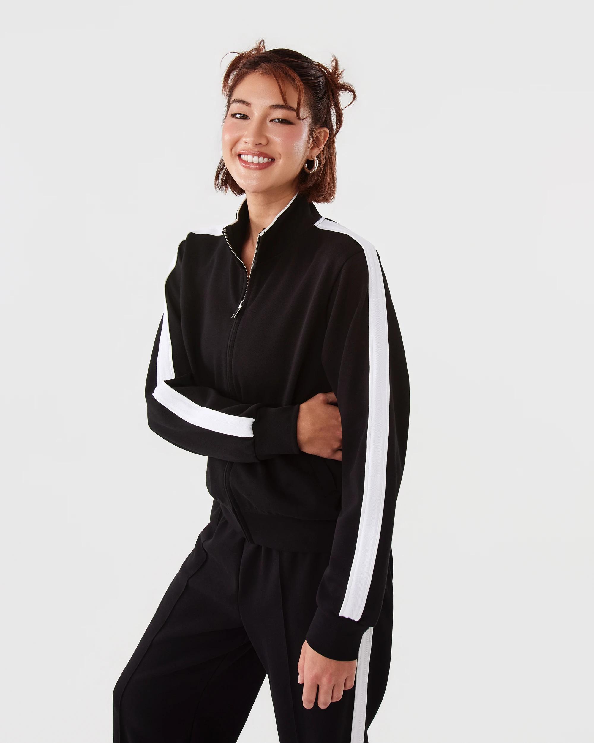 1 Active Womens Retro Zip Through Black, 1 of 7