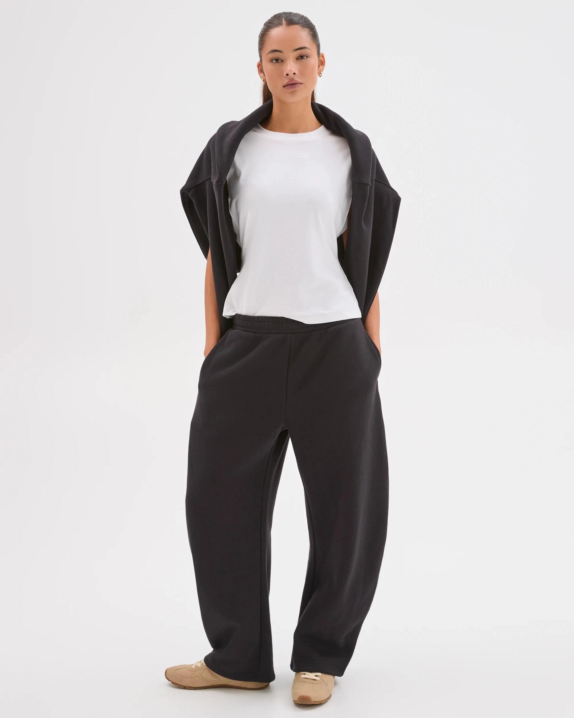 3 Lily Loves Australian Cotton Blend Bow Leg Trackpants BLACK, 3 of 7