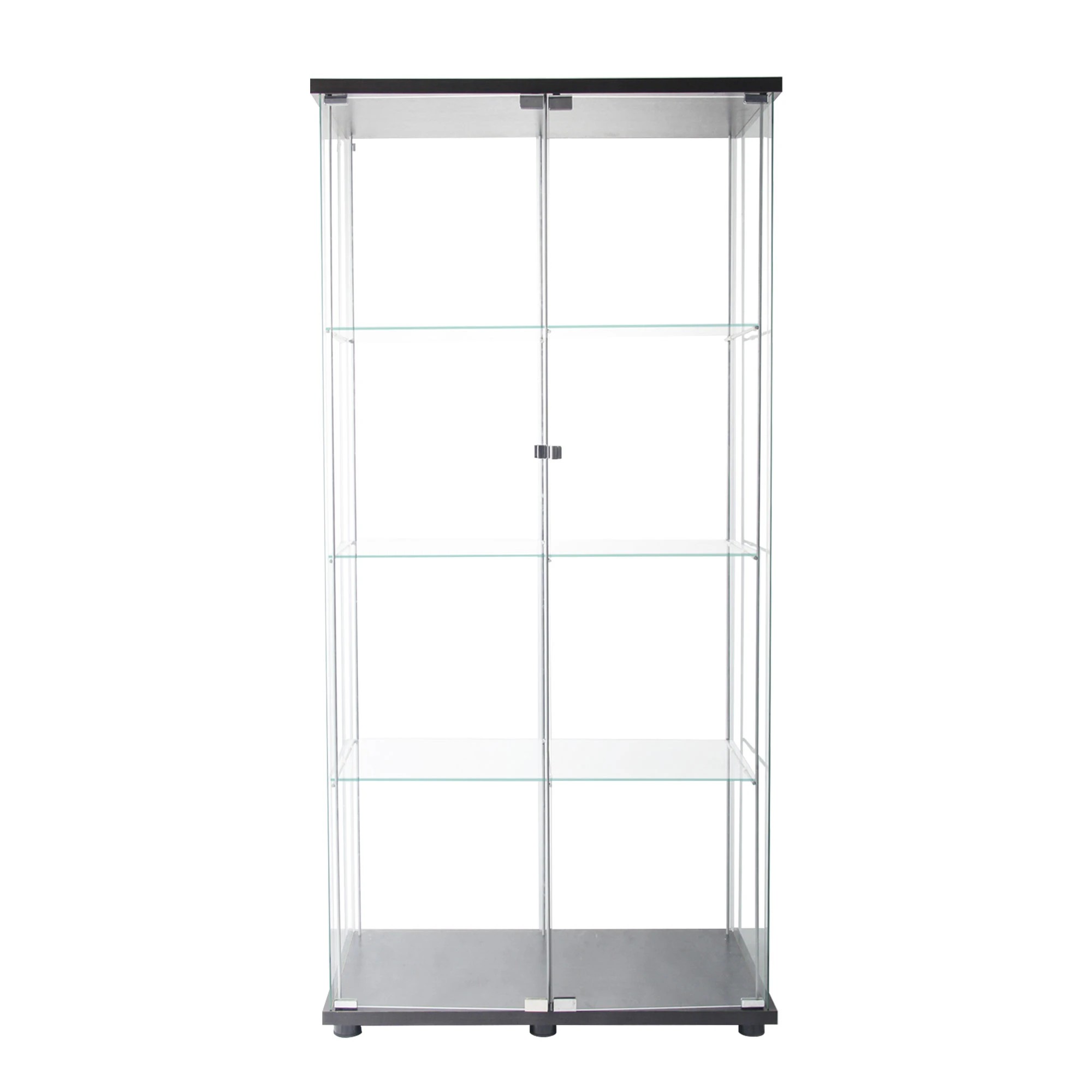 2 Stacked 164cm Glass Display Cabinet Collections Storage 4 Tier Shelves 2 Doors, 2 of 7