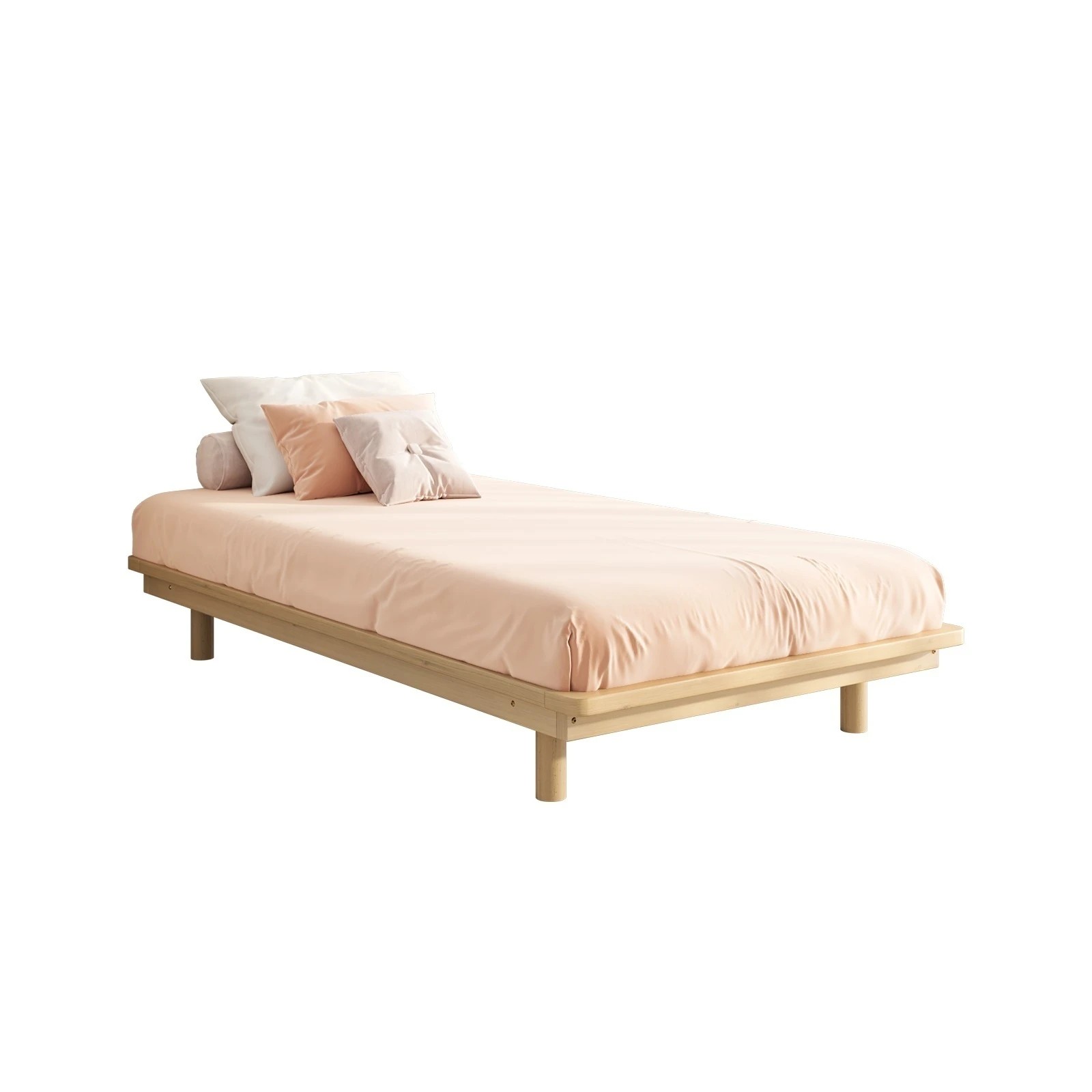 1 Oikiture Bed Frame King Single Size Wooden Bed Base Timber Floating Beds
 - Natural, 1 of 10