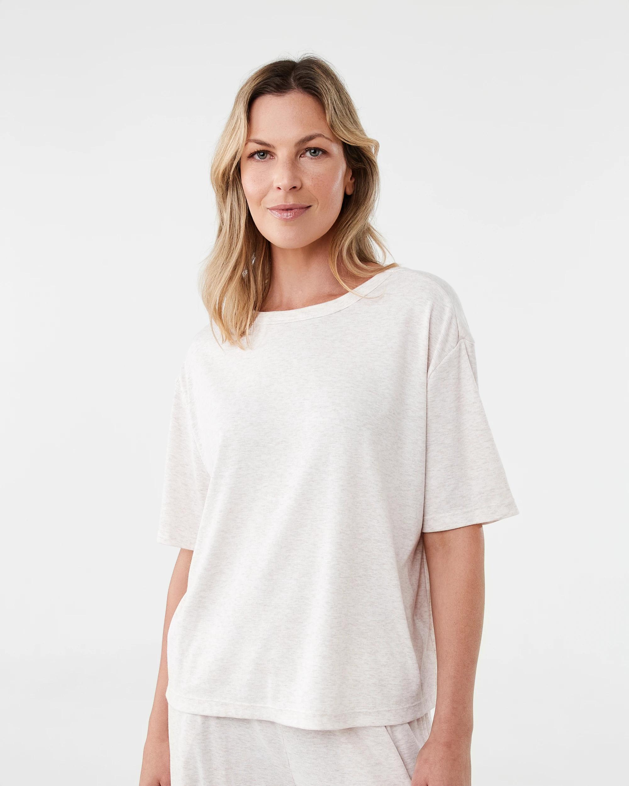 1 Rib Comfort T-shirt Marled Oat, 1 of 7