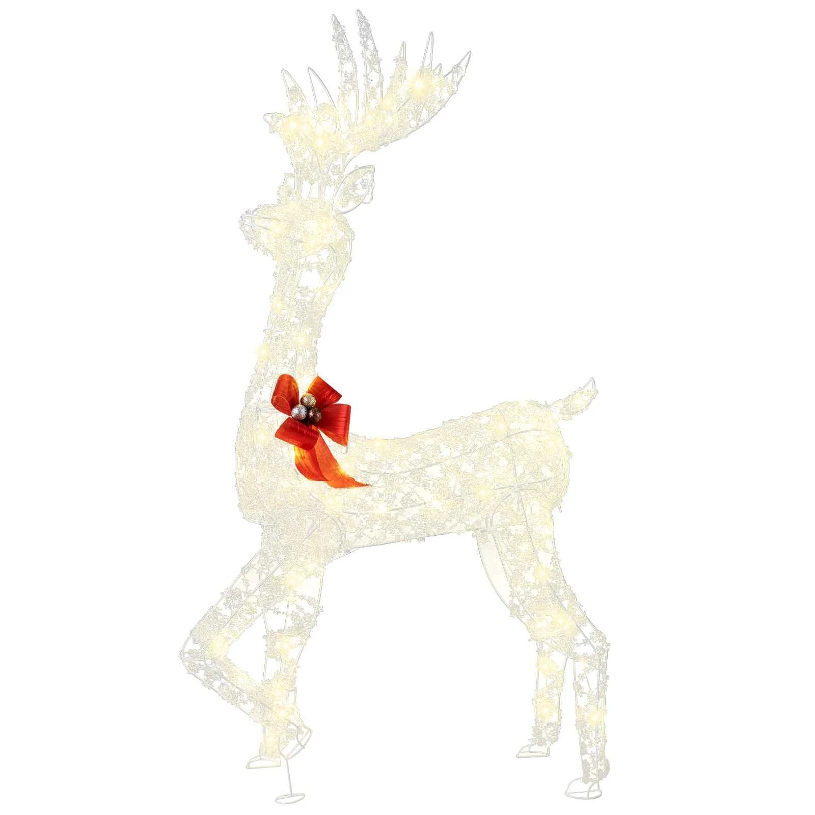 1 Costway Pre-Lit Christmas Reindeer 1.5M 3D Standing Buck Deer Xmas Holiday Decoration w/LED Lights, 1 of 3