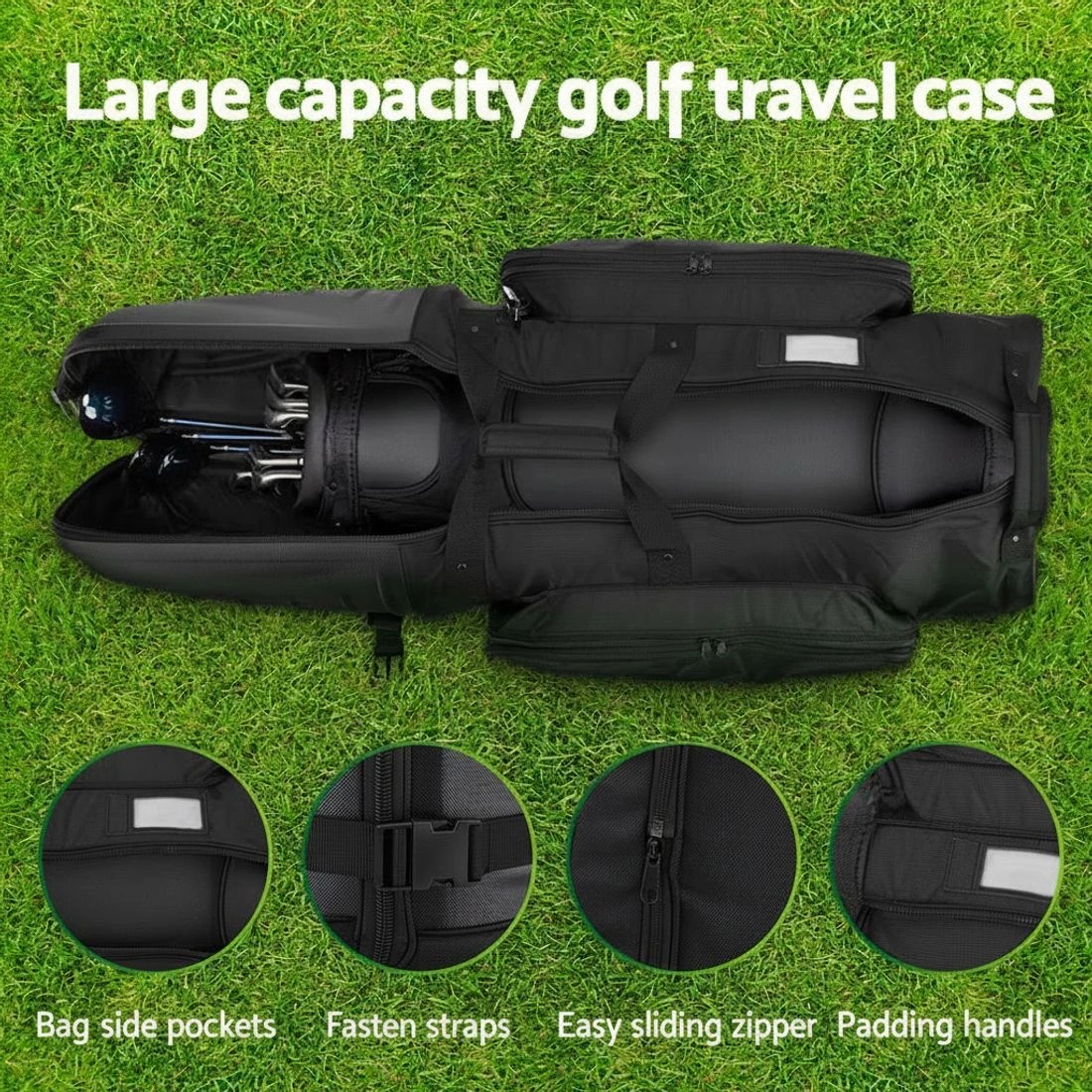 5 Everfit Golf Travel Bags for Airlines with Wheels Golf Clubs Hard Case - Black, 5 of 6
