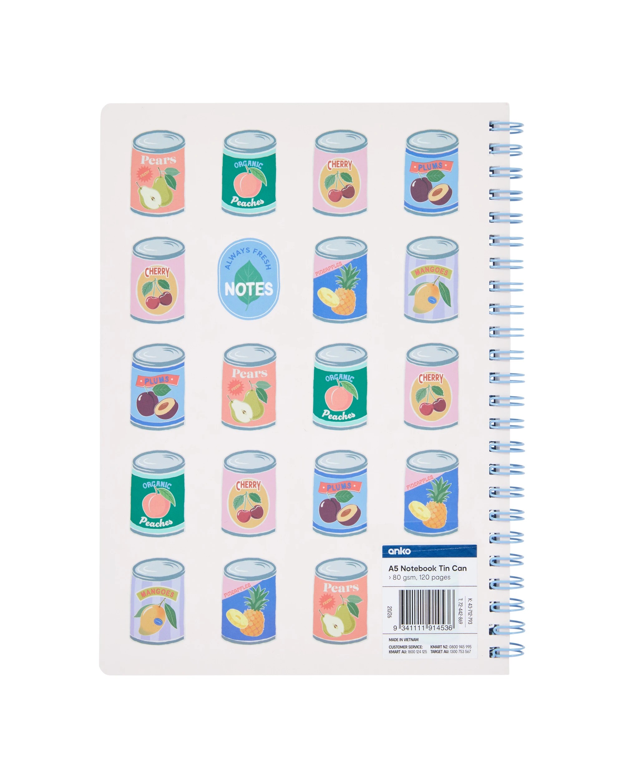 4 A5 Notebook Retro Food Cans 80gsm 120 Pages, 4 of 4
