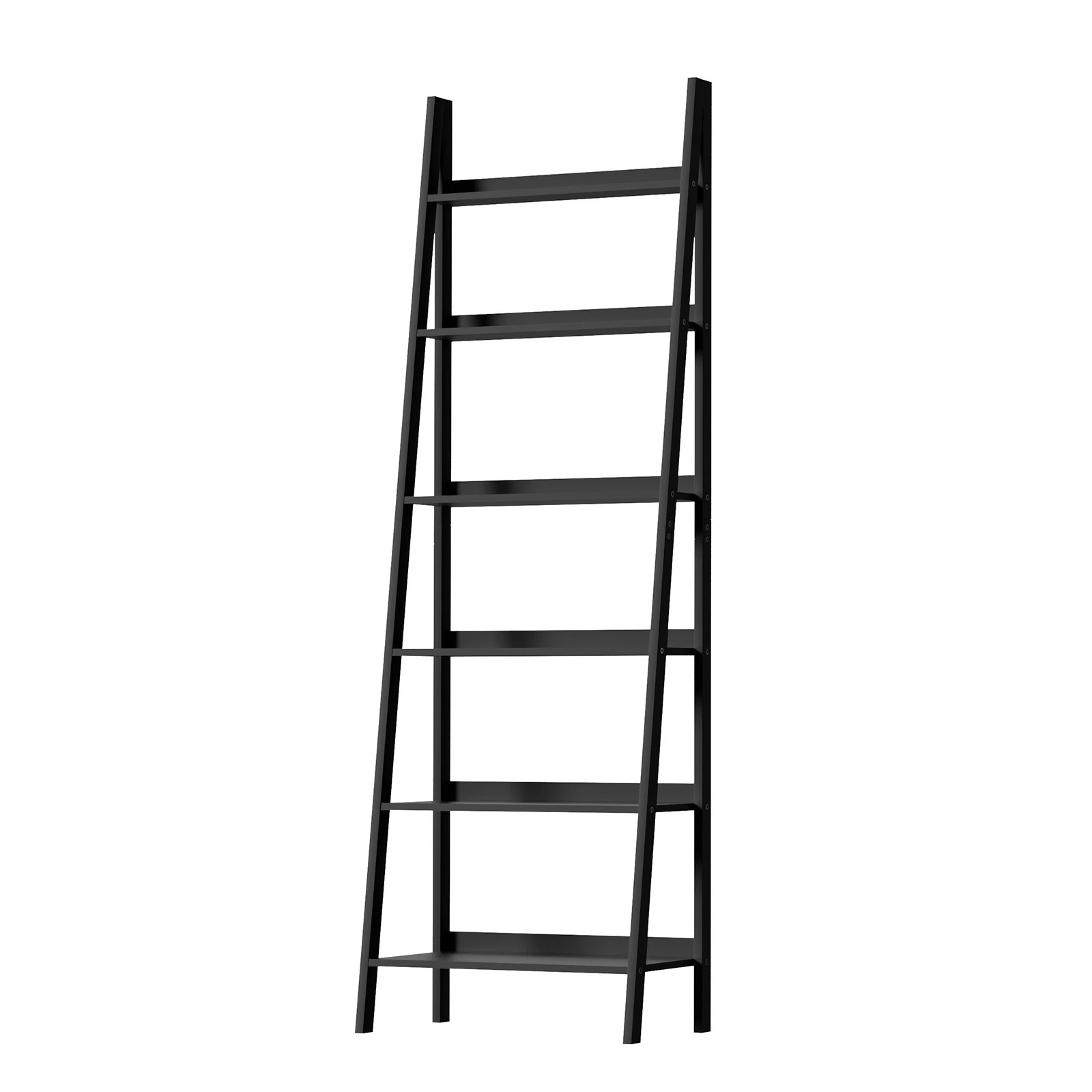 1 Oikiture Bookshelf 6 Tier Corner Ladder Shelf Home Storage Display Rack
 - Black, 1 of 9