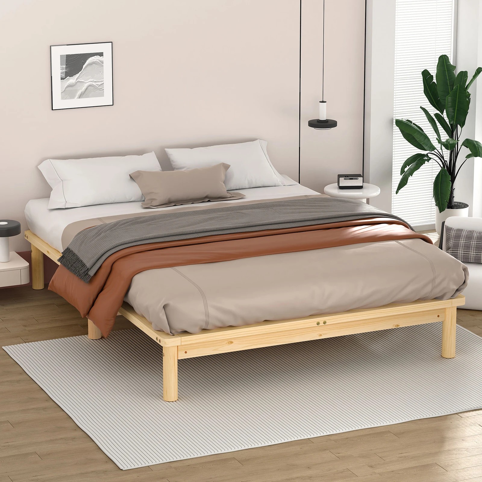 6 Alfordson Bed Frame Wooden Timber Double Size Mattress Base Platform Basia - Natural, 6 of 10