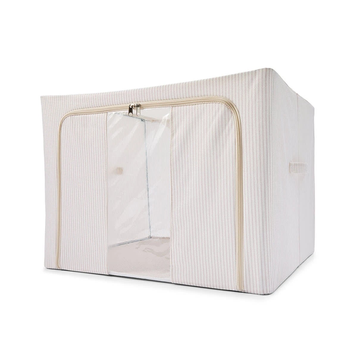 3 Linen Look Collapsible Box with Window - Extra Large, Stripe, 3 of 10