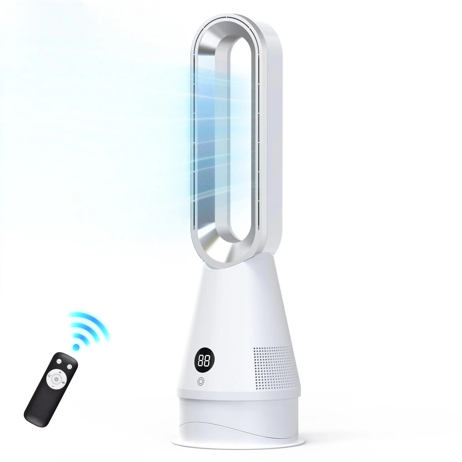 1 Advwin Bladeless Tower Fan Electric Airflow Purifying Fan with 8 Speeds 9H Timer Remote 80°+30° Oscillating, 1 of 6