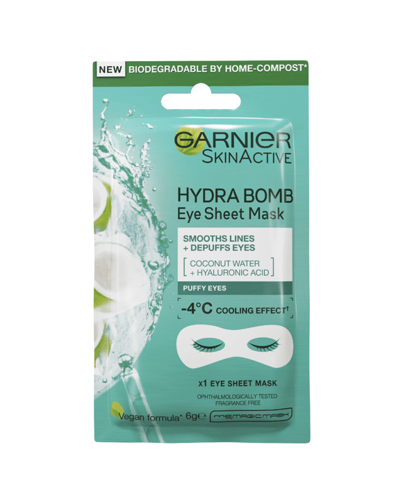 Garnier SkinActive Hydra Bomb Eye Sheet Mask 6g - Hyaluronic Acid and Coconut Water