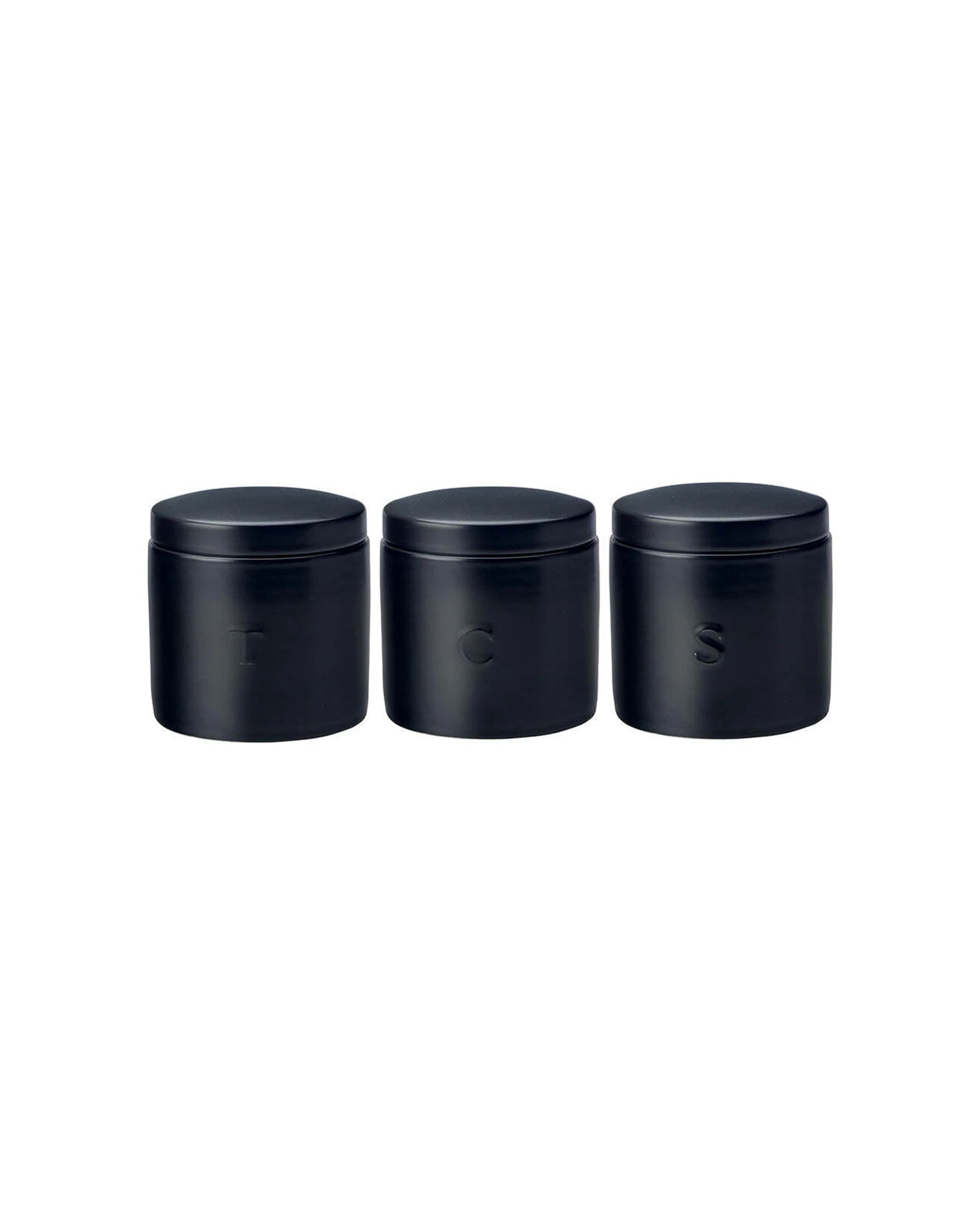 2 Maxwell & Williams Epicurious 3pc Porcelain Canister 600ml Set Gift Boxed - Black, 2 of 3