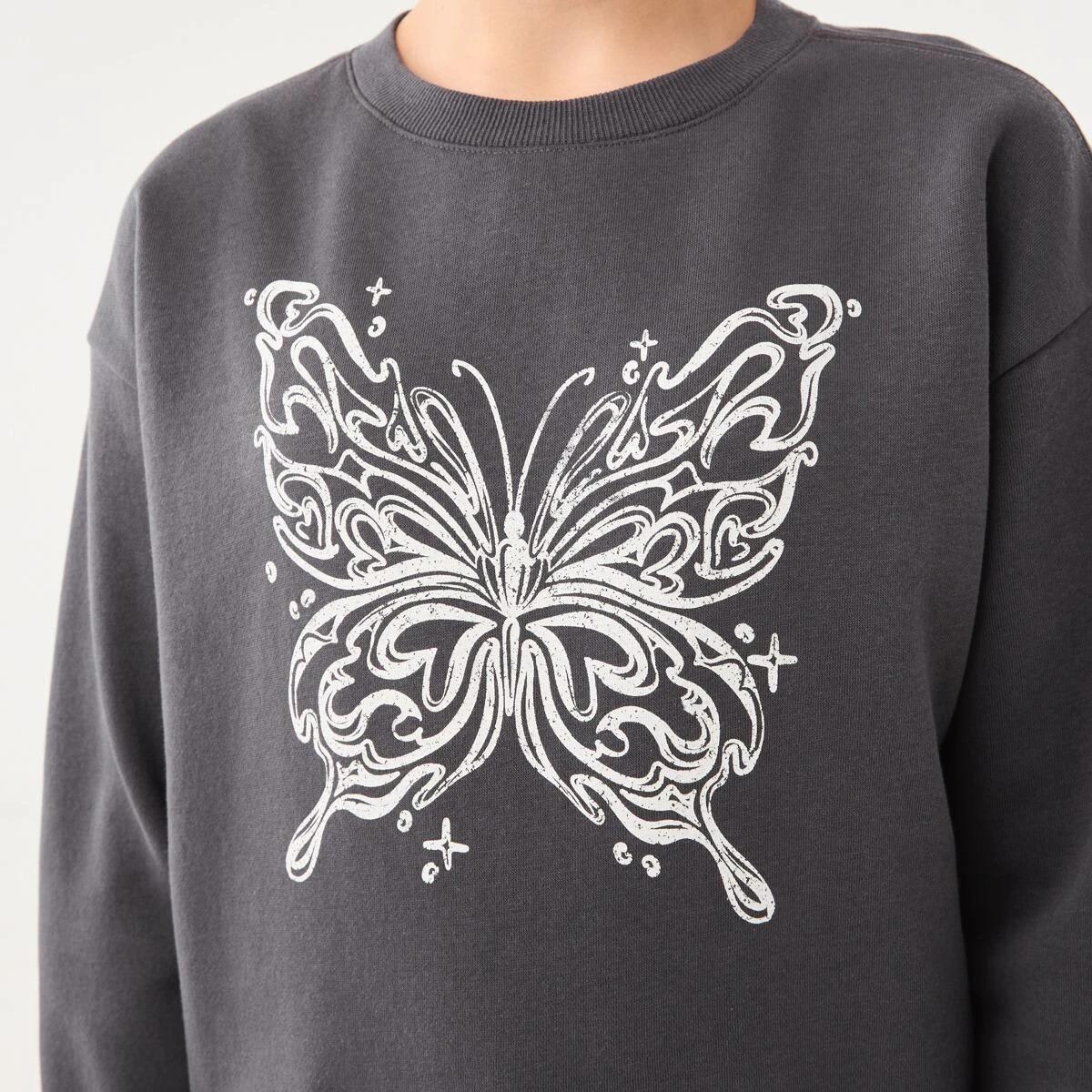 4 Print Crew Neck Sweatshirt Butterfly, 4 of 8