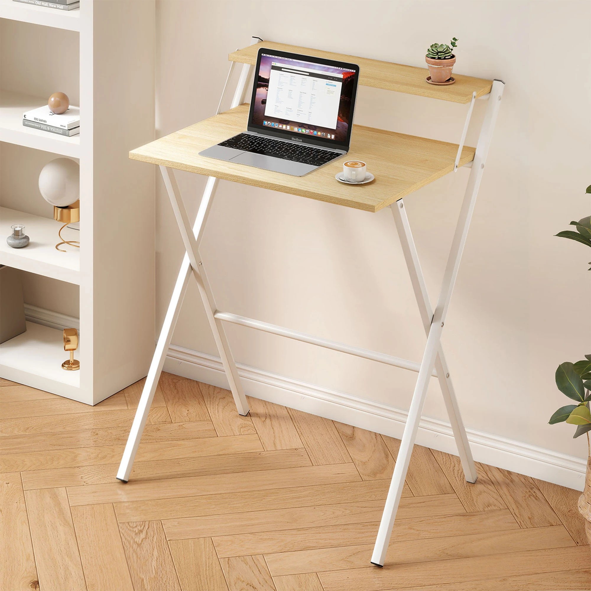7 Levede Foldable Computer Desk - Natural, 7 of 9