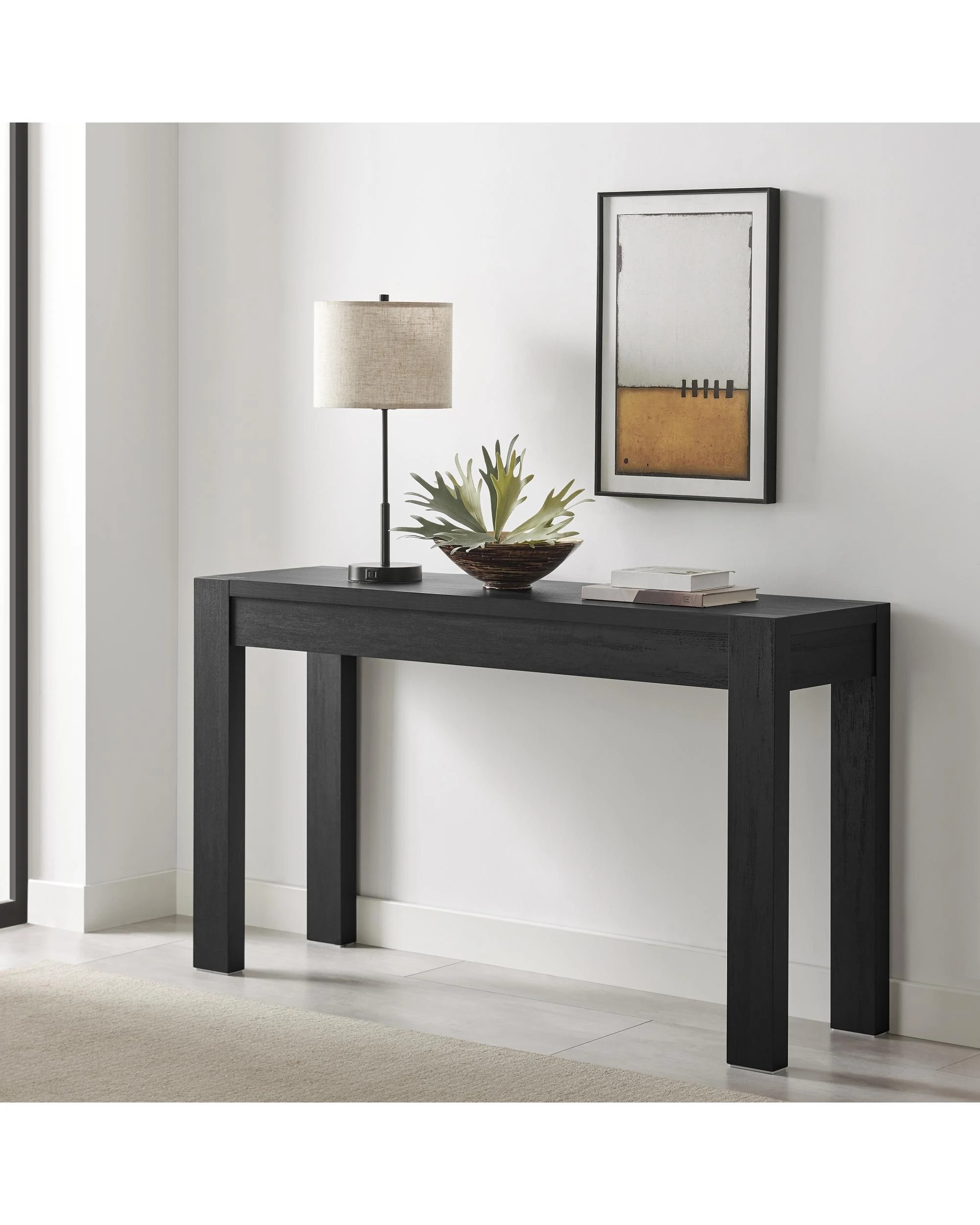 3 Kodu 140cm Console Hallway Entryway Table - Black, 3 of 9
