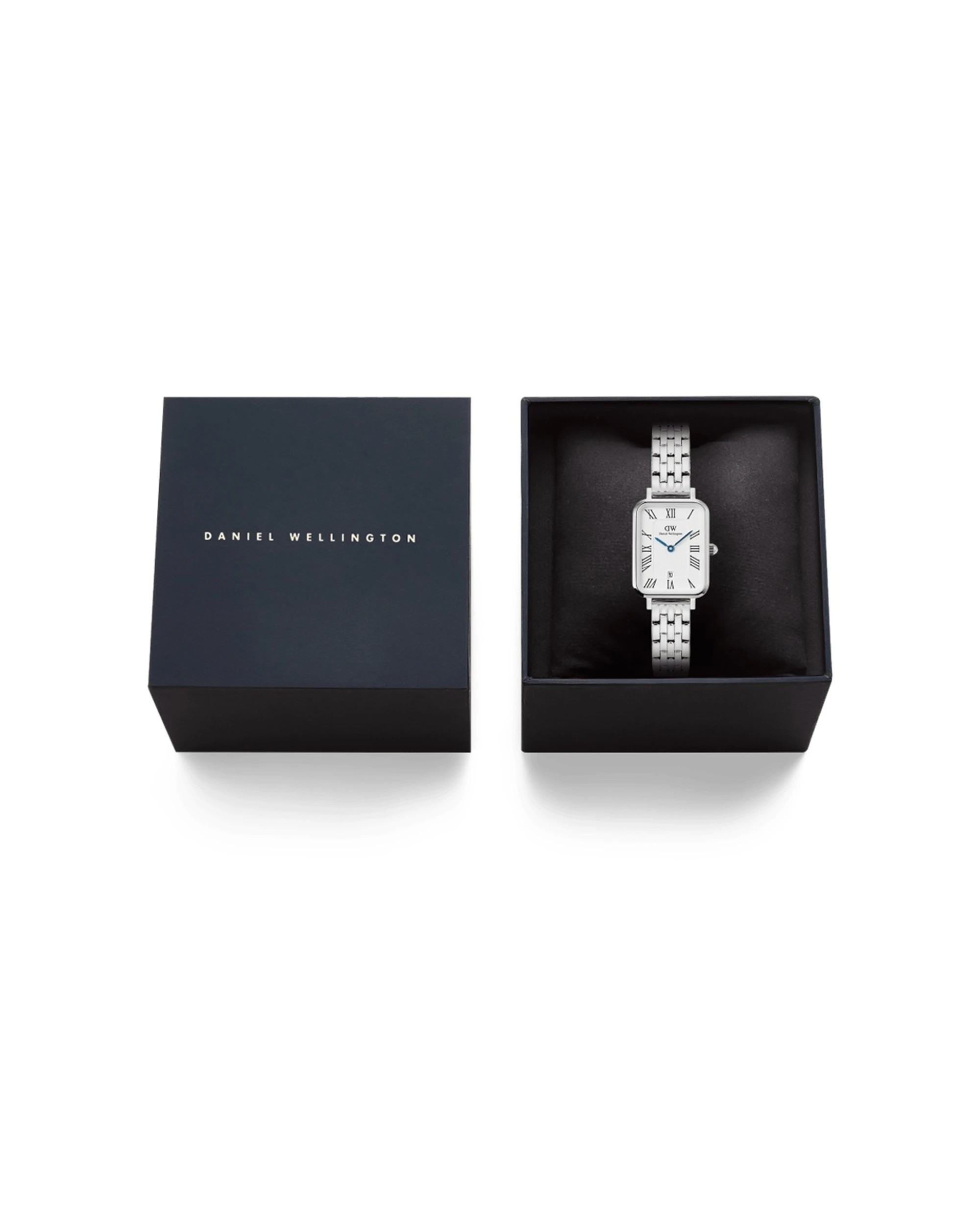 5 Daniel Wellington Quadro Roman Numerals Date 5-Link Silver Watch 20x26mm, 5 of 5