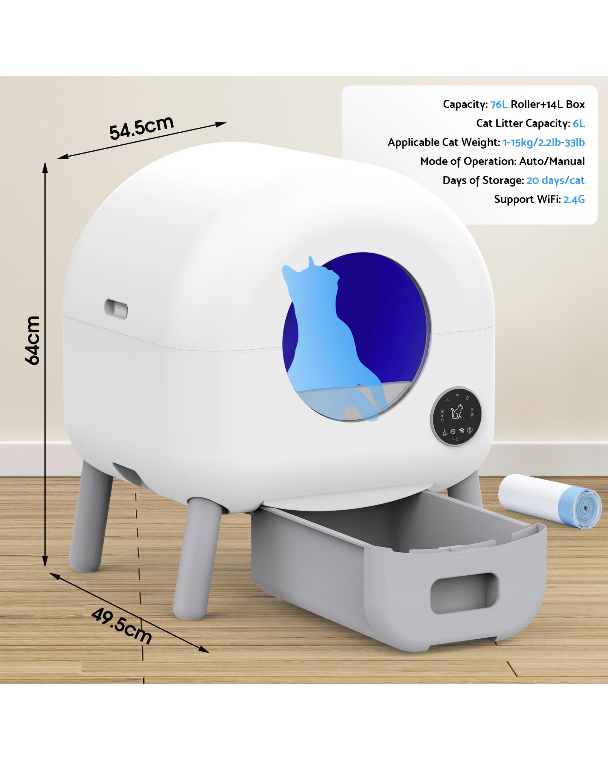 7 Advwin 90l Self Cleaning Cat Litter Box Automatic, 7 of 8