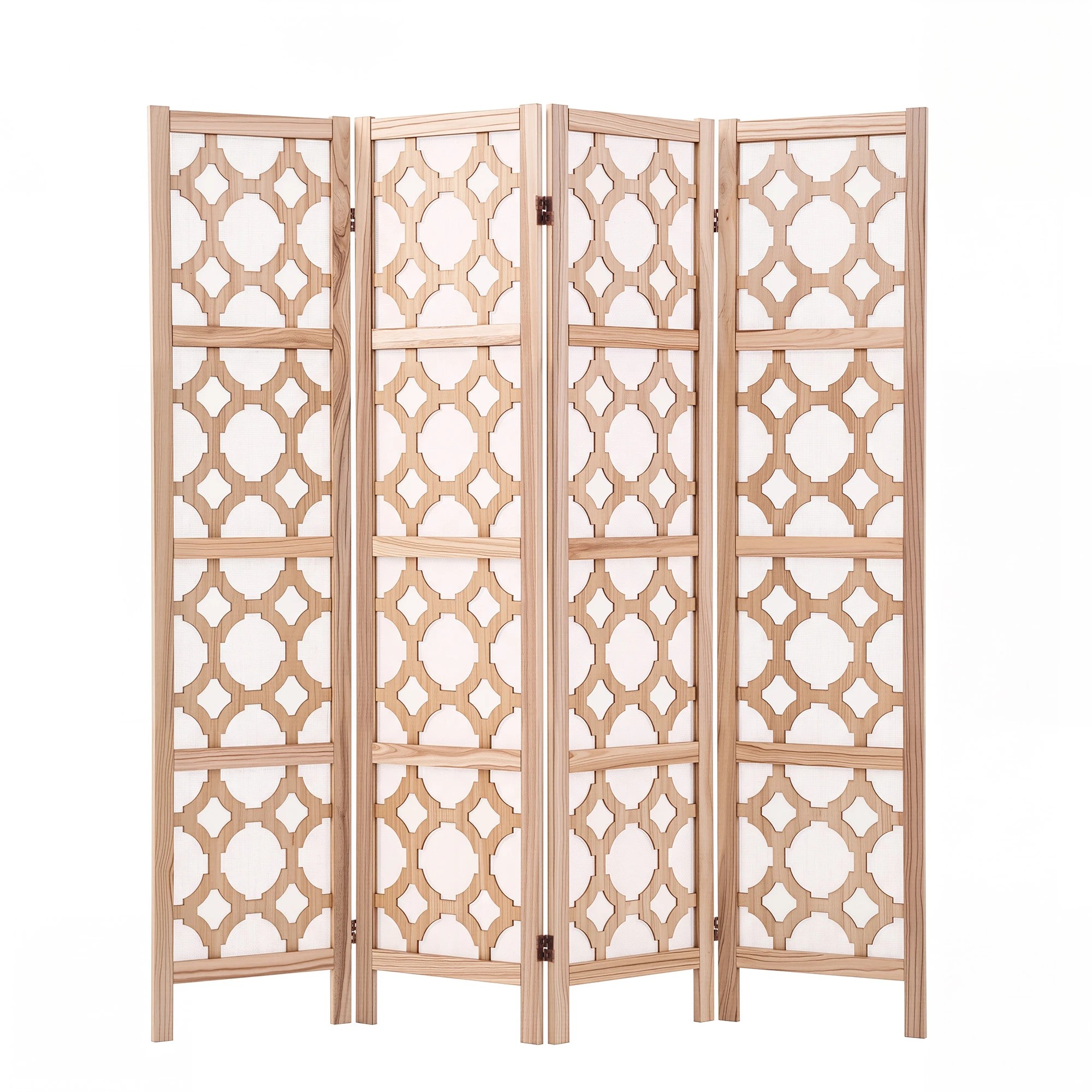 1 Artiss 4 Panel Room Divider Folding Privacy Screen Partition Freestanding Separator 170cm - Natural, 1 of 8