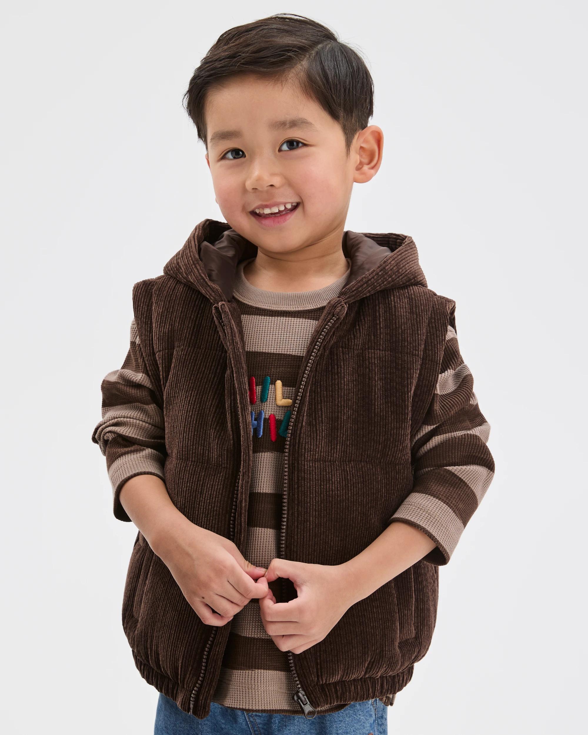 2 Target Kids Cord Hooded Jacket with Removable Sleeves BROWN, 2 of 7