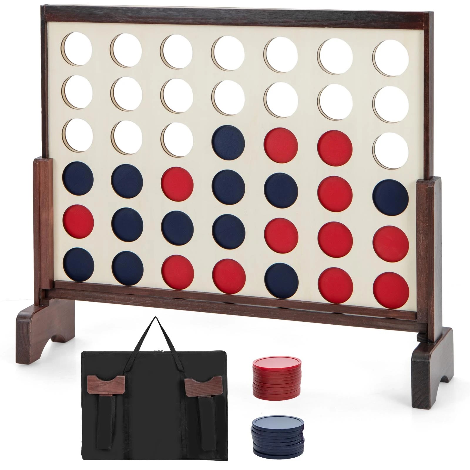 1 Costway Giant 4-in-a-row Game Set Jumbo 4-to-score Chess Game Family Connect Game - Natural, 1 of 3