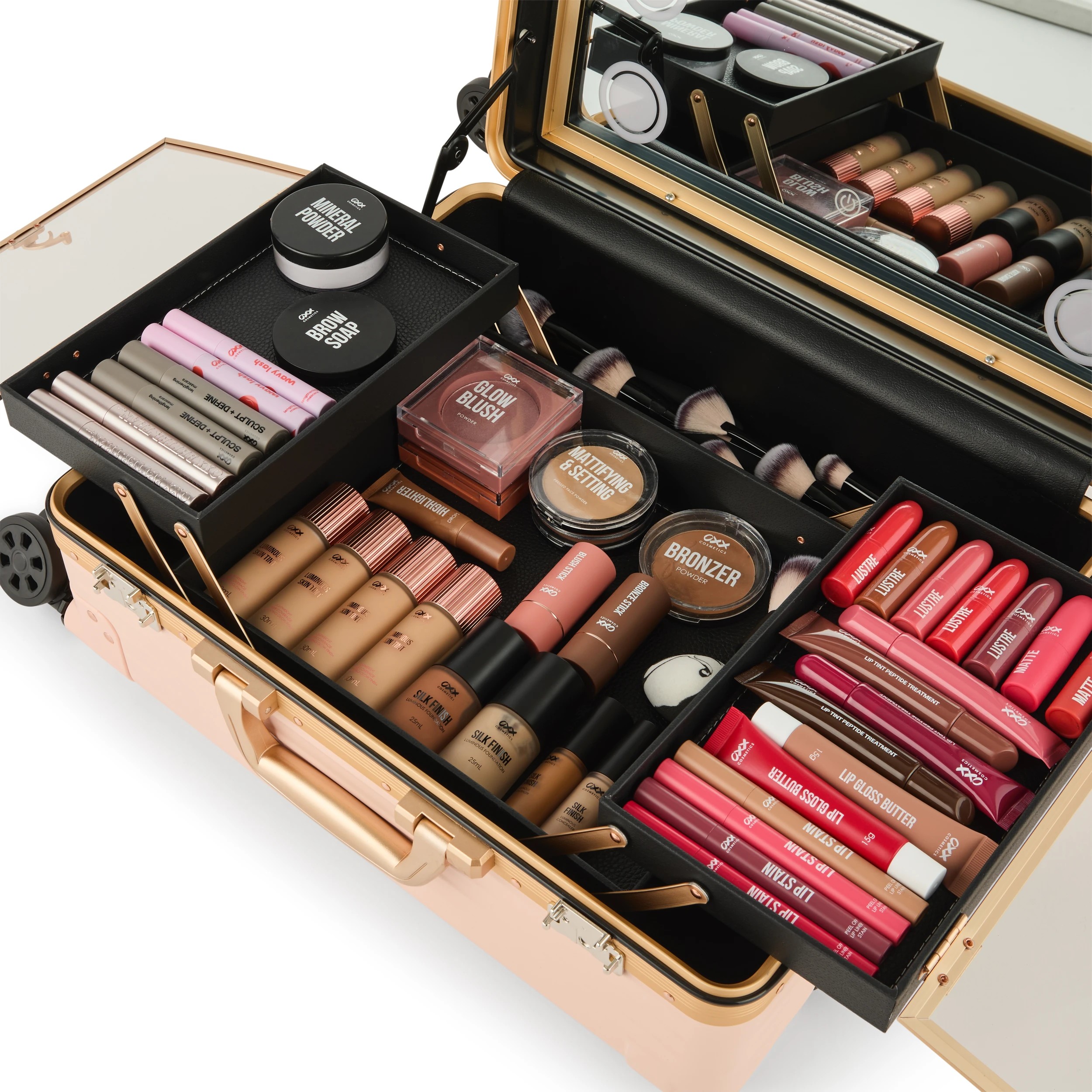 9 OXX Cosmetics Large LED Mirror Case with Wheels, 9 of 9