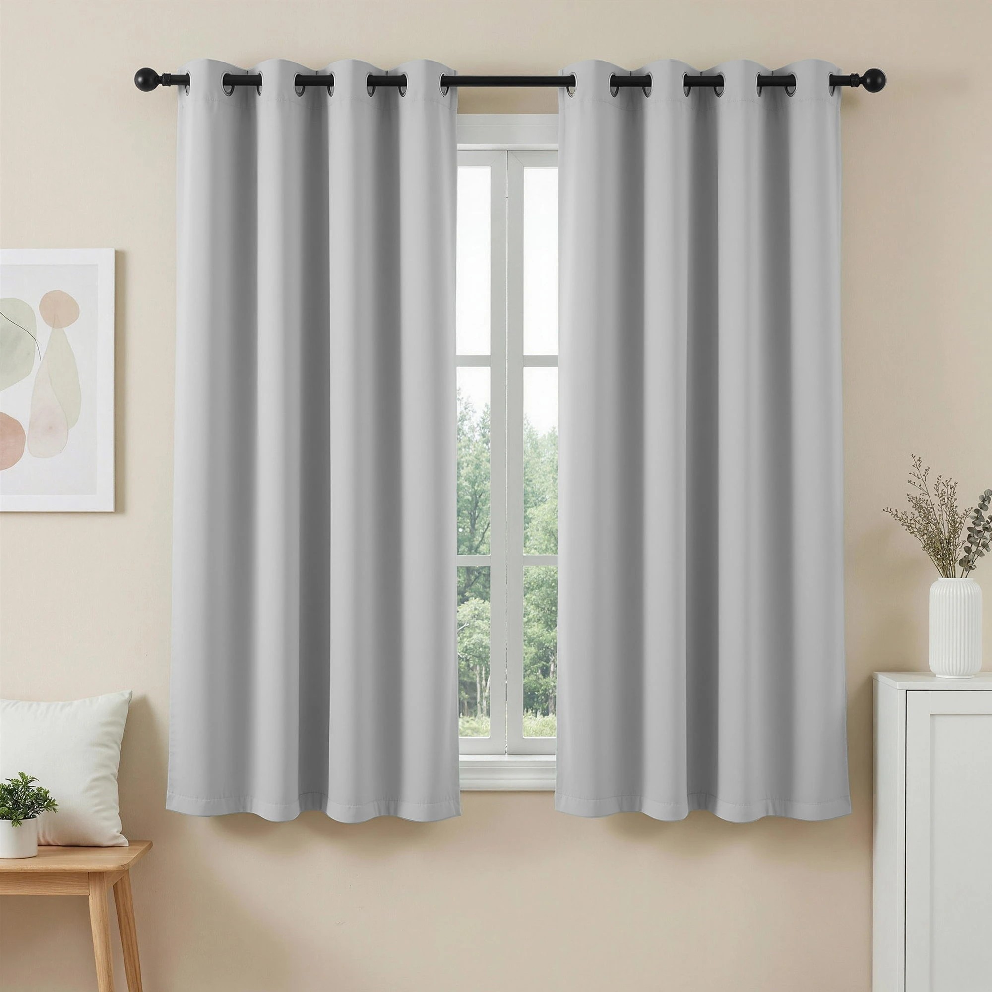 4 Artiss Blockout Curtains 2X 132x160cm Thermal Insulated Eyelet Drapes - Grey, 4 of 4