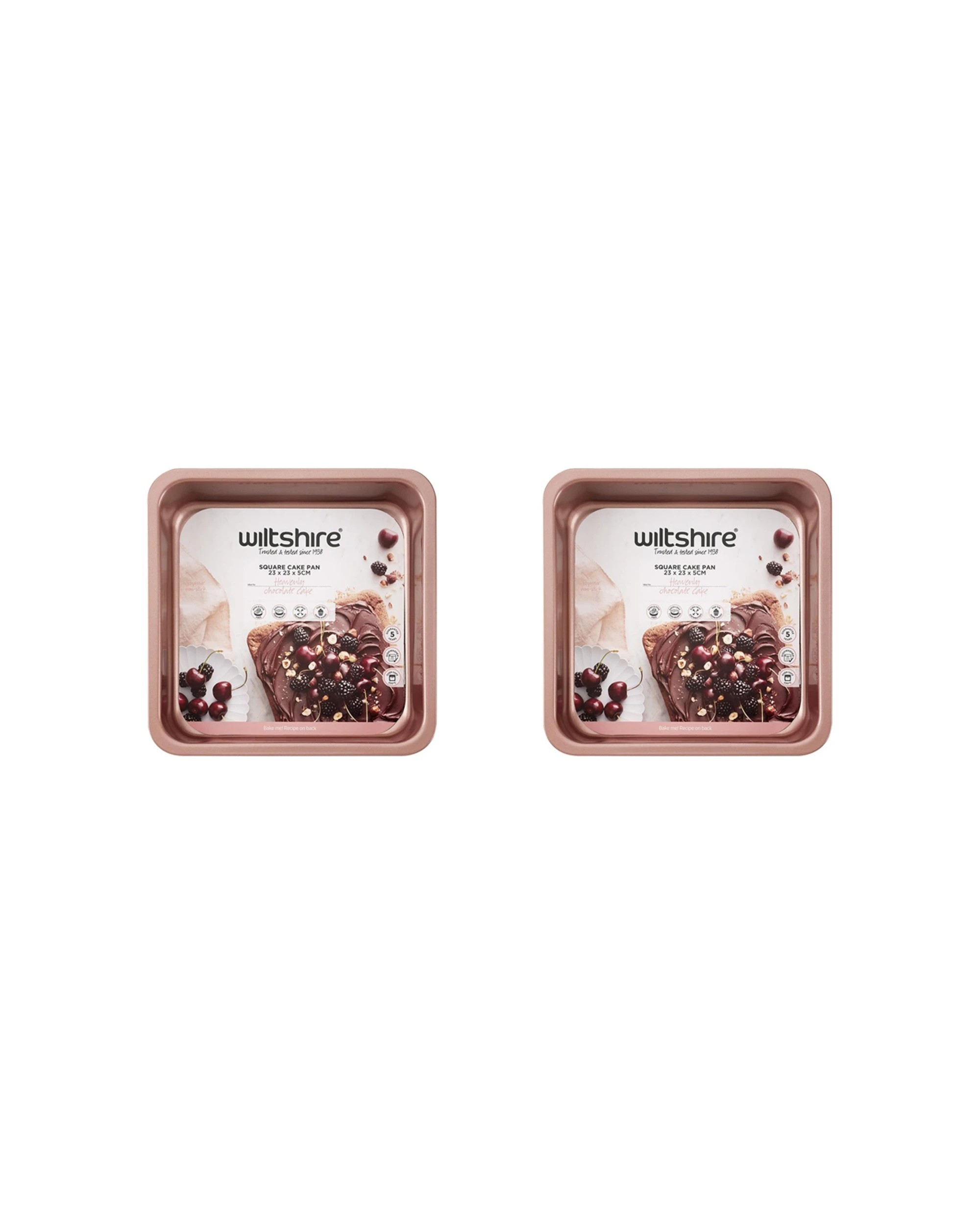 1 Wiltshire 2PK Non-Stick Square Cake Pan 23cm Rose - Gold