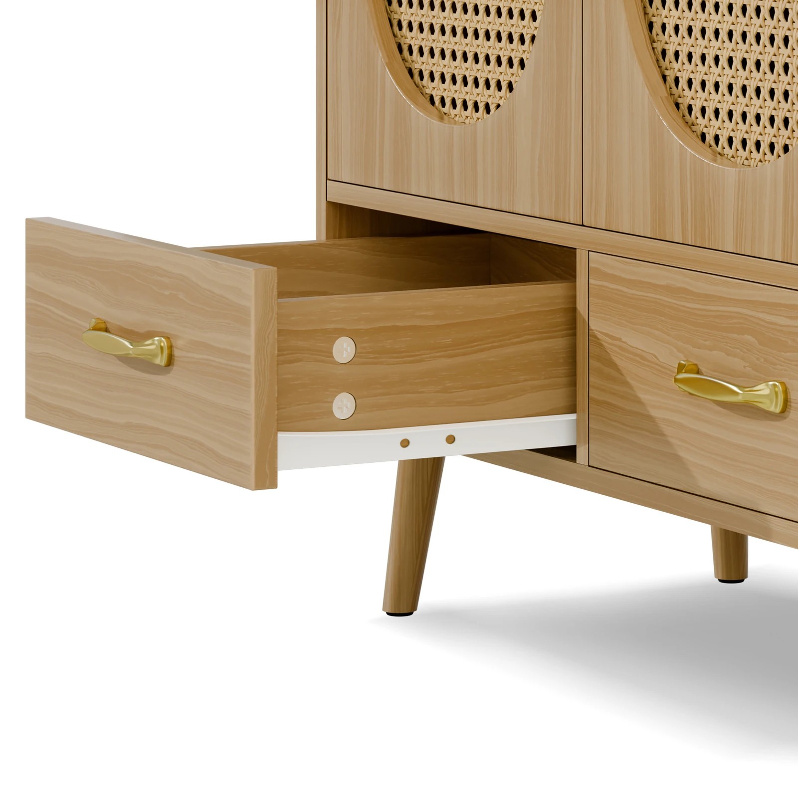 4 Alfordson Buffet Sideboard Rattan Storage Cabinet - Oak, 4 of 9