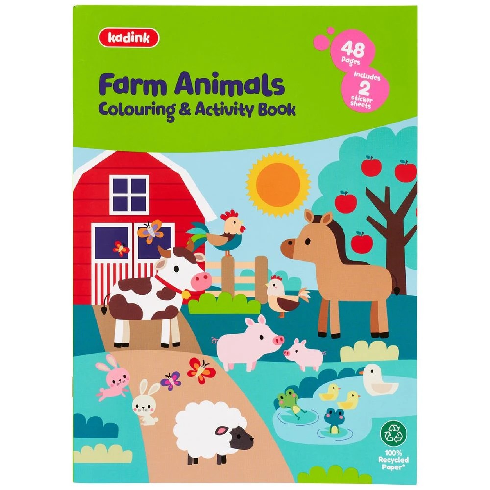 1 Kadink Colour and Sticker Activity Book Farm Animals, 1 of 3