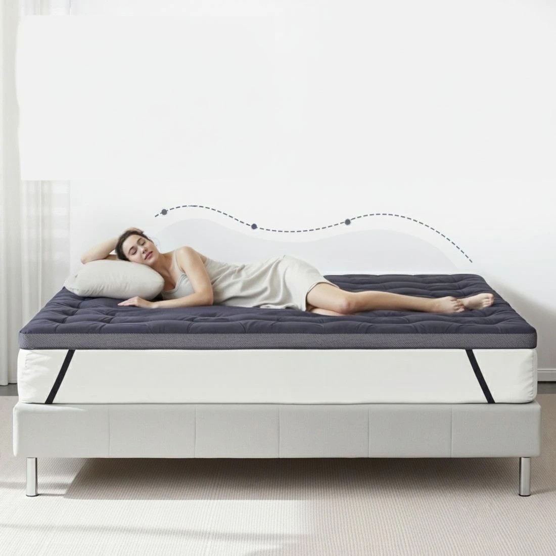 4 Giselle 5cm Mattress Topper Pillowtop toppers Bamboo Charcoal King - Charcoal, 4 of 7