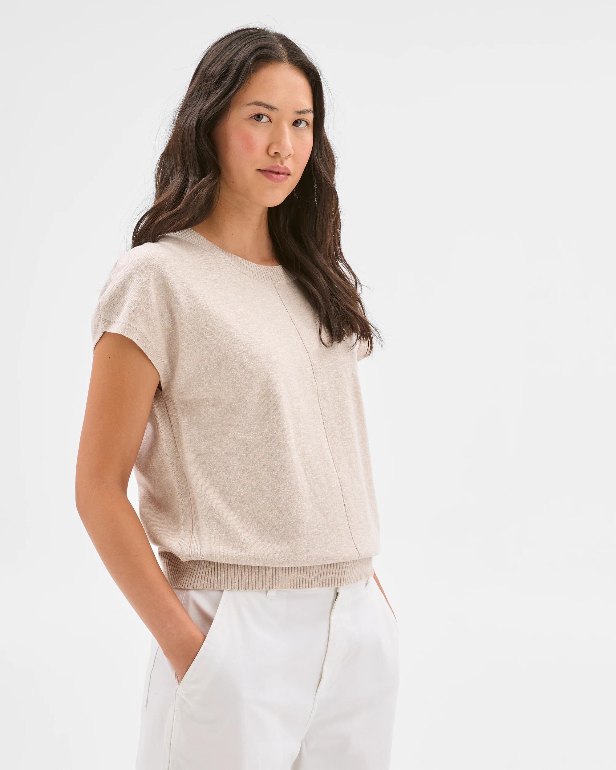 2 Target Australian Cotton Blend Extended Sleeve Knitted T-shirt PEBBLE, 2 of 7