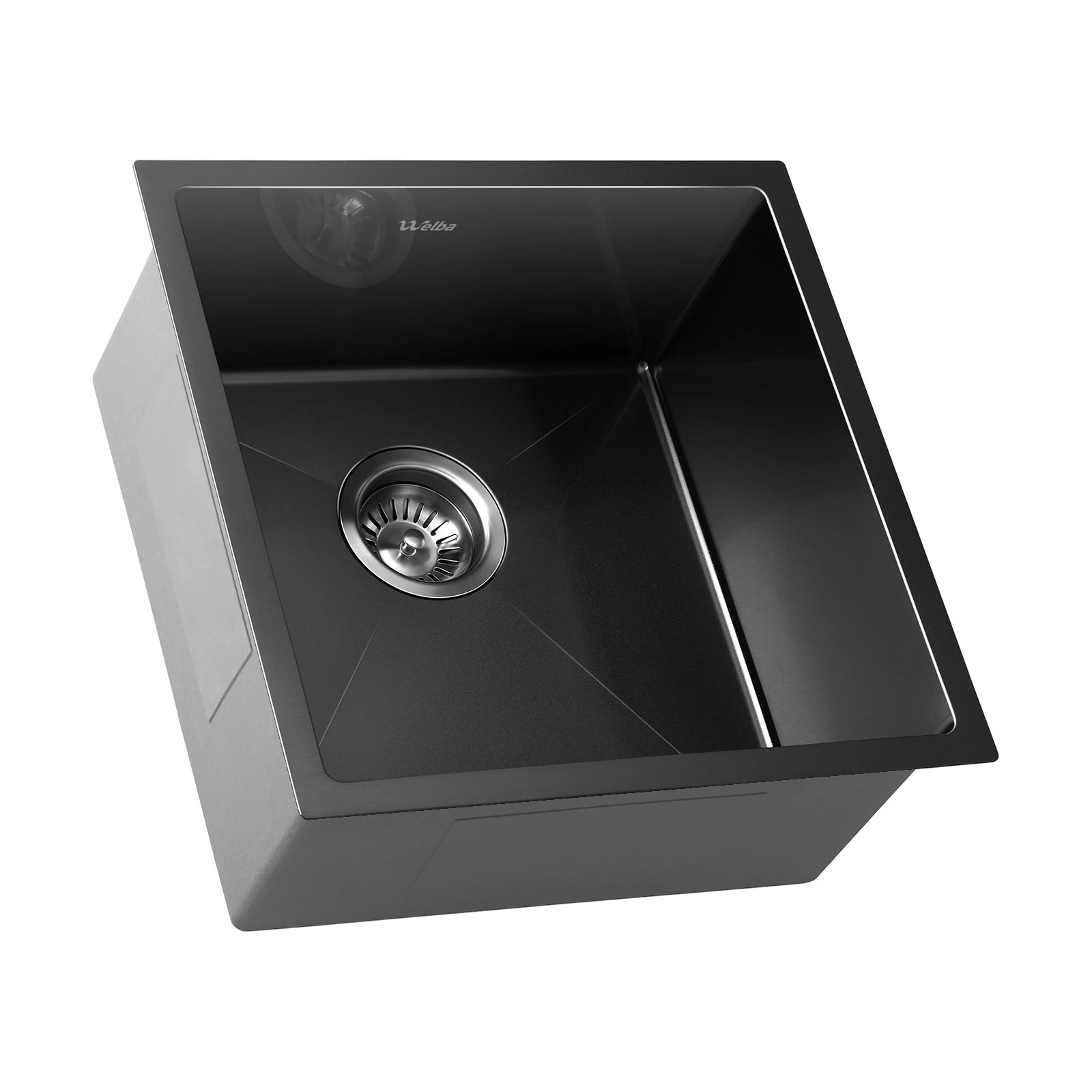 3 Welba Kitchen Sink 44X44CM Stainless Steel Single Bowl Basin With Waste - Black, 3 of 4