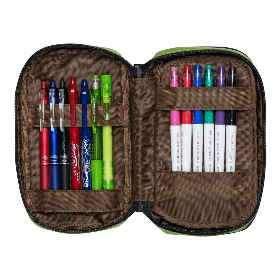 3 Lihit Lab Double Zip Mutli Compartment Pencil Case Lime, 3 of 5