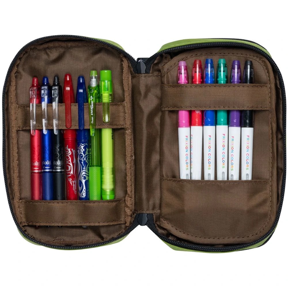 3 Lihit Lab Double Zip Mutli Compartment Pencil Case Lime, 3 of 5