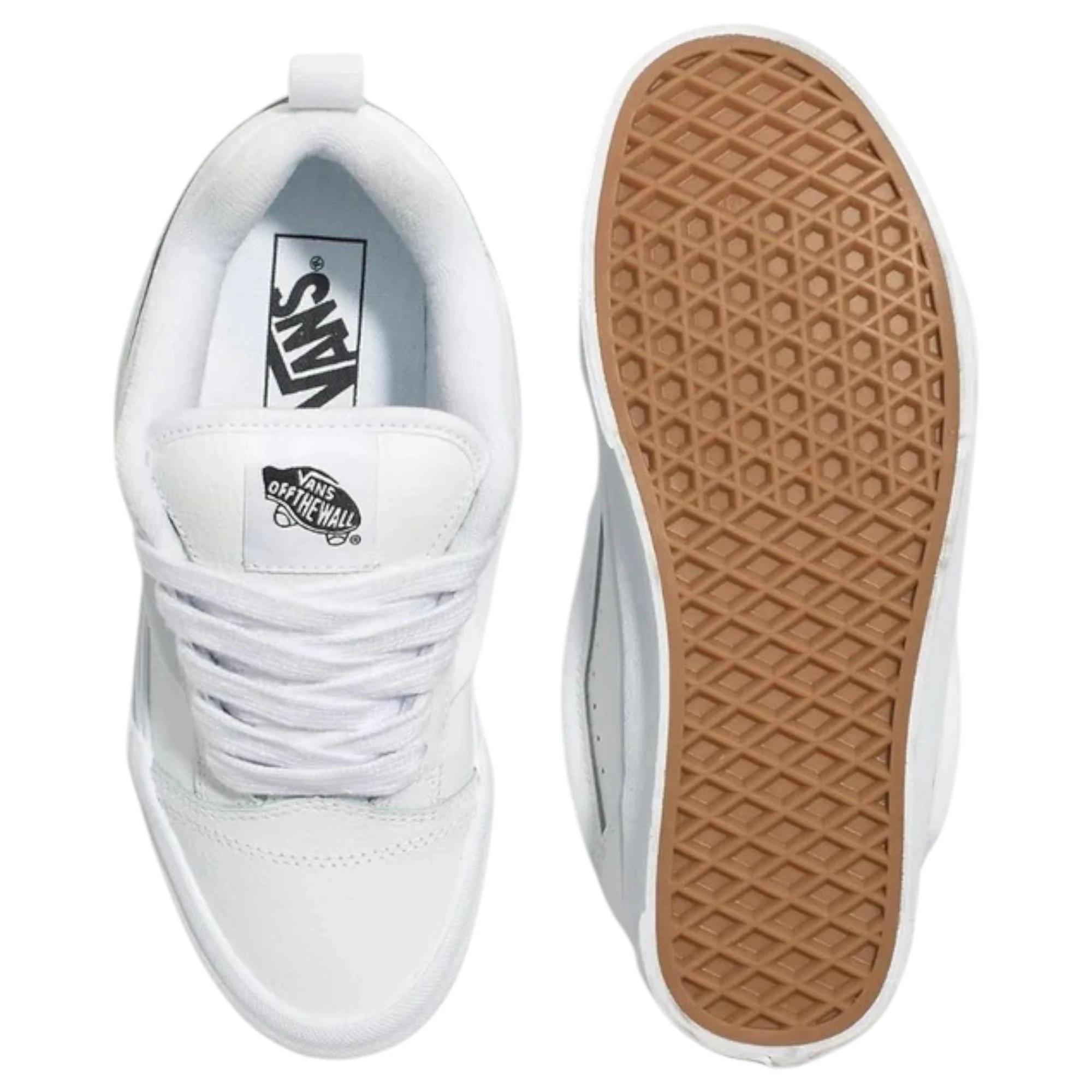 4 Vans Mens Knu Skool Low Top Leather True White Lace Up Shoes WHITE, 4 of 4