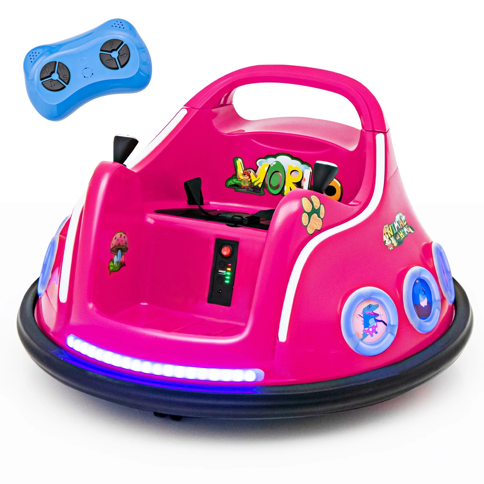 1 Costway Electric Kids Ride On Bumper Car w/Bluetooth - Pink, 1 of 2