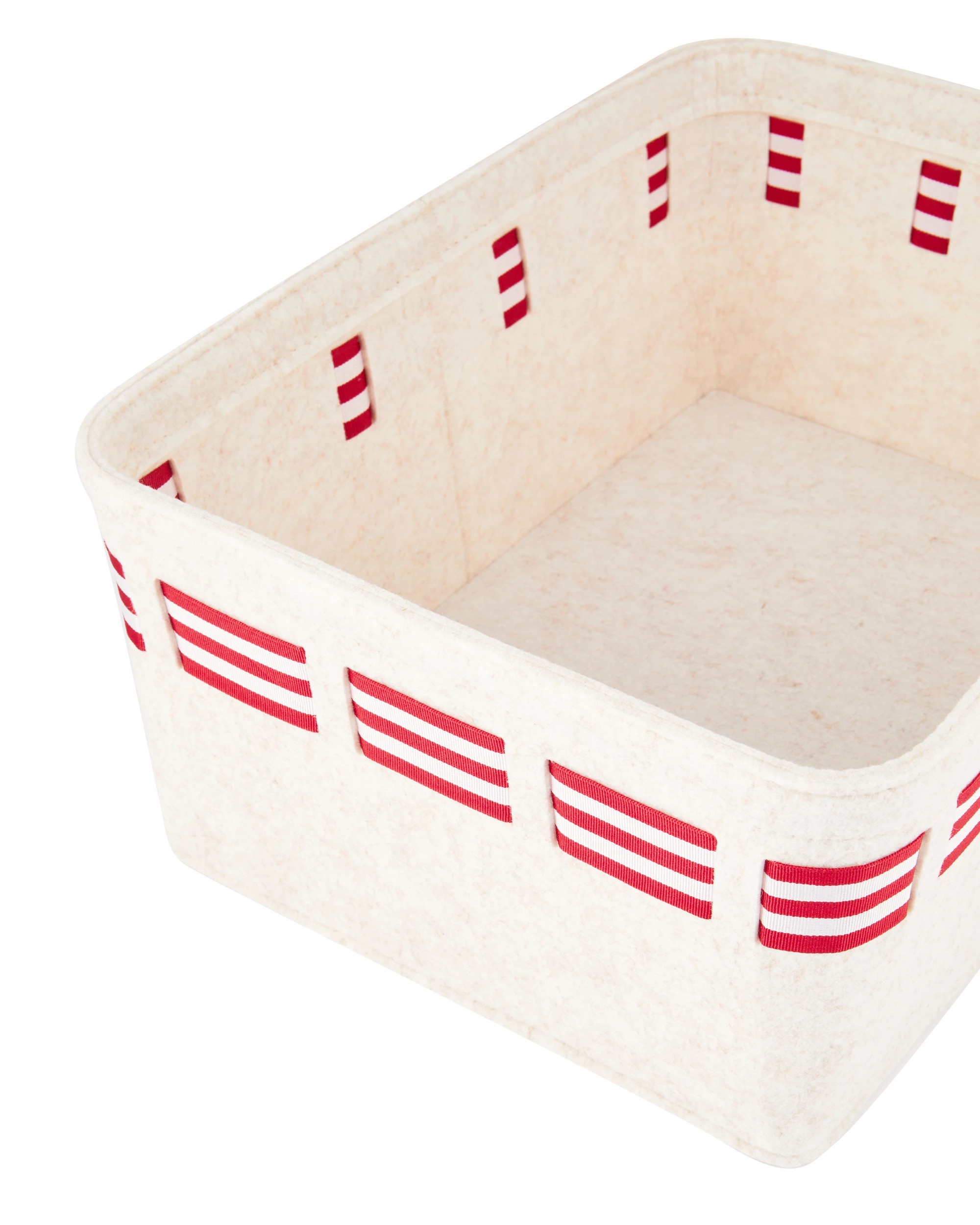 3 Christmas Felt Basket with Bow - Beige, 3 of 5