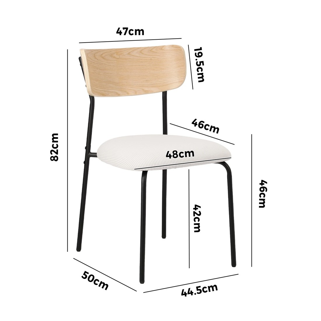 9 Oikiture 4pcs Dining Chairs Kitchen Chair Padded Lounge Seat Corduroy
 - Beige, 9 of 10