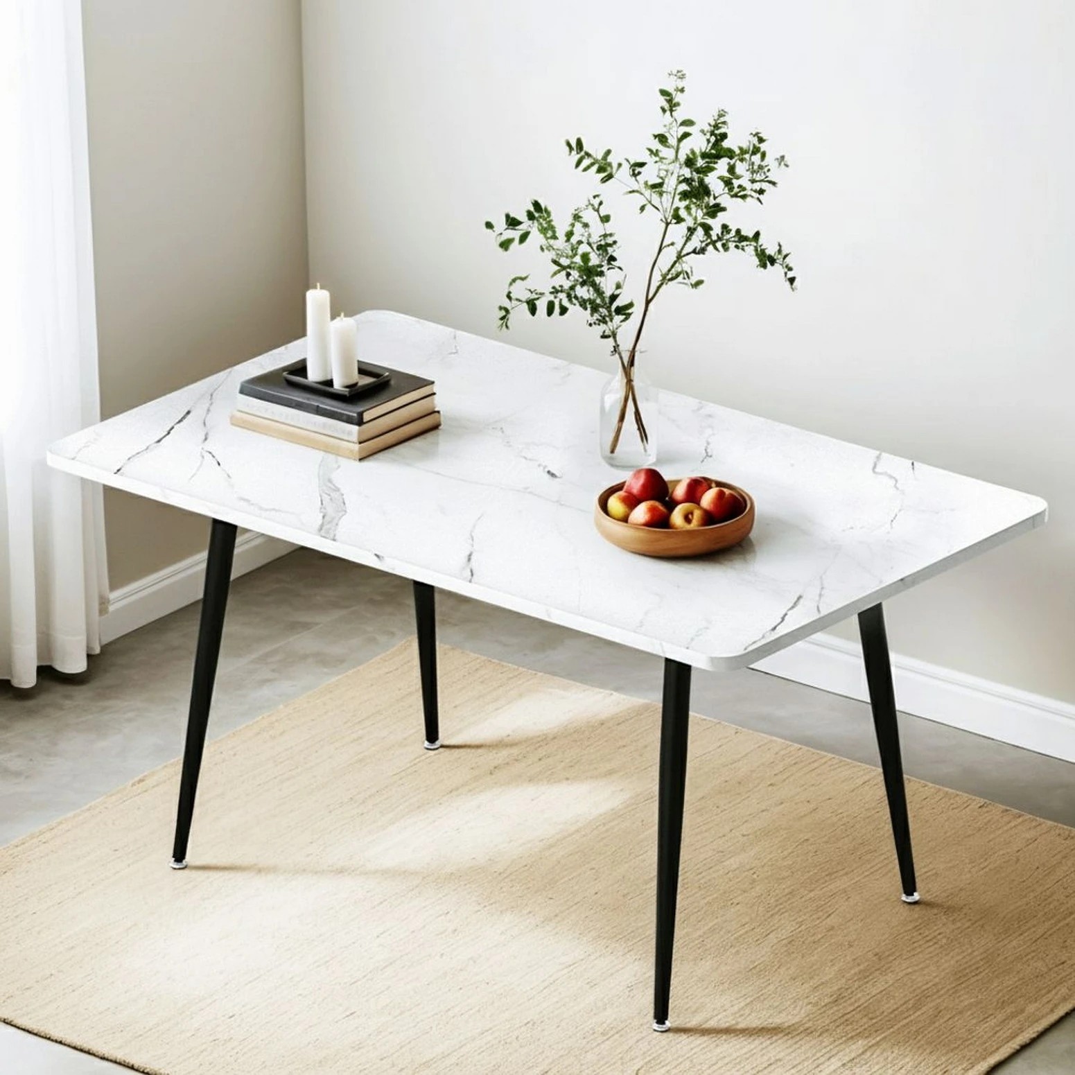 6 1.5M Artiss Dining Table Marble - Multi, 6 of 6