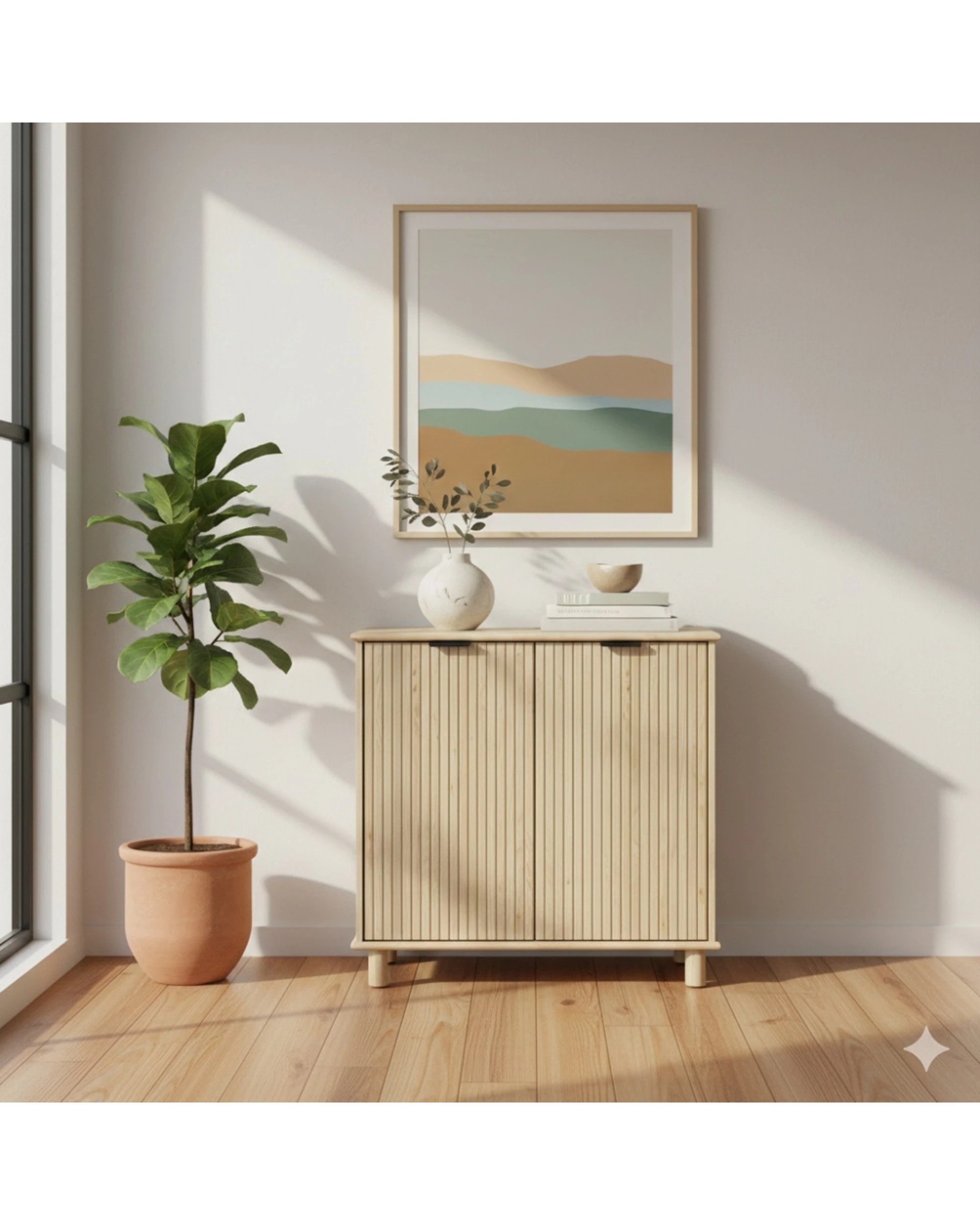 8 Alpine Bay Sorrento 2 Door Vertical Groove Sideboard Cupboard Decor Swedish Oak - Natural, 8 of 9