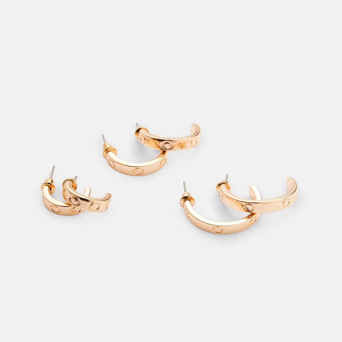 2 3 Pack Gradual Circle Hoop Earrings - Gold Tone, 2 of 4