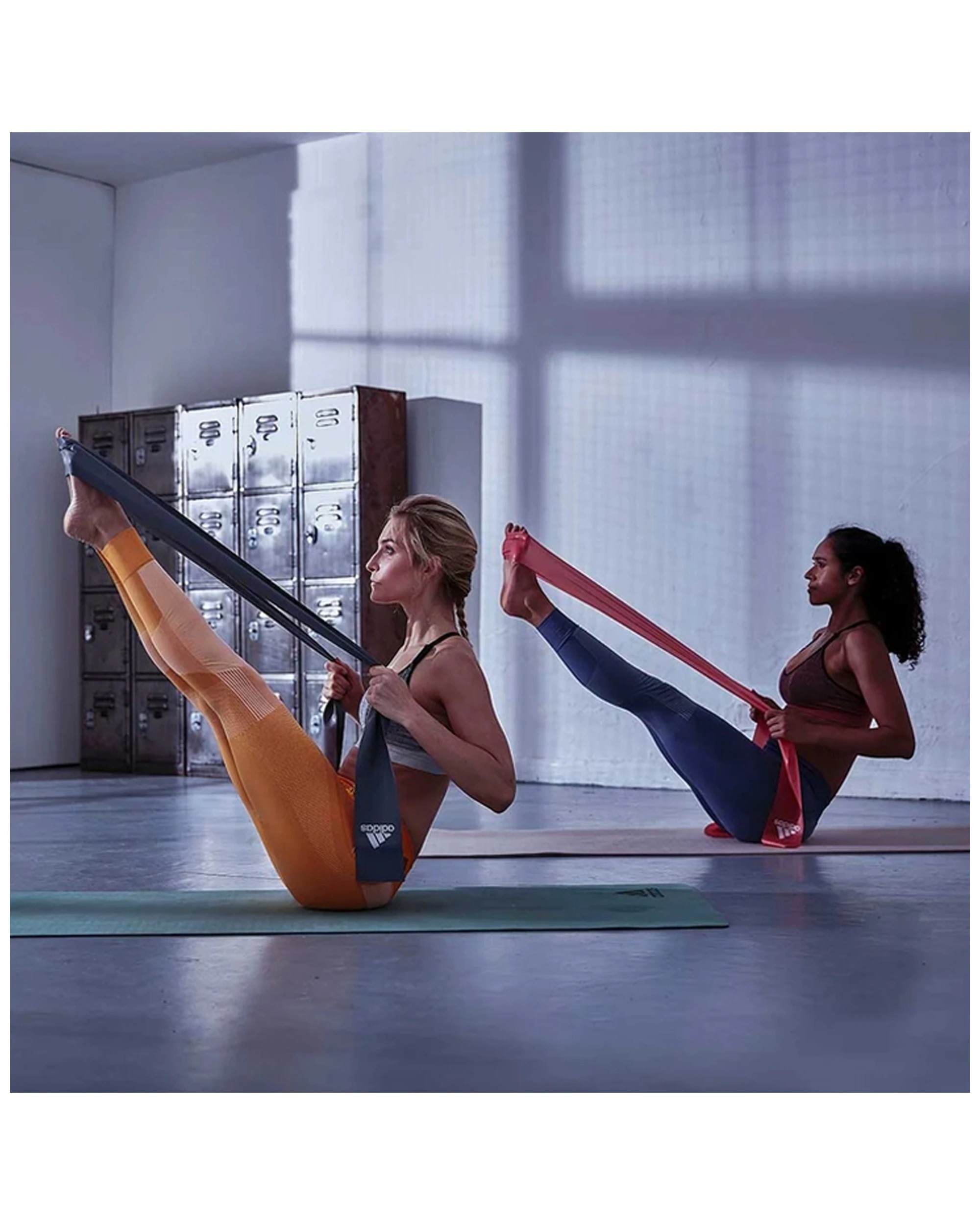 3 Adidas Pilates Bands 2 Pack Durable Latex 1.8m x 15cm 2 Resistance Levels - Assorted, 3 of 3