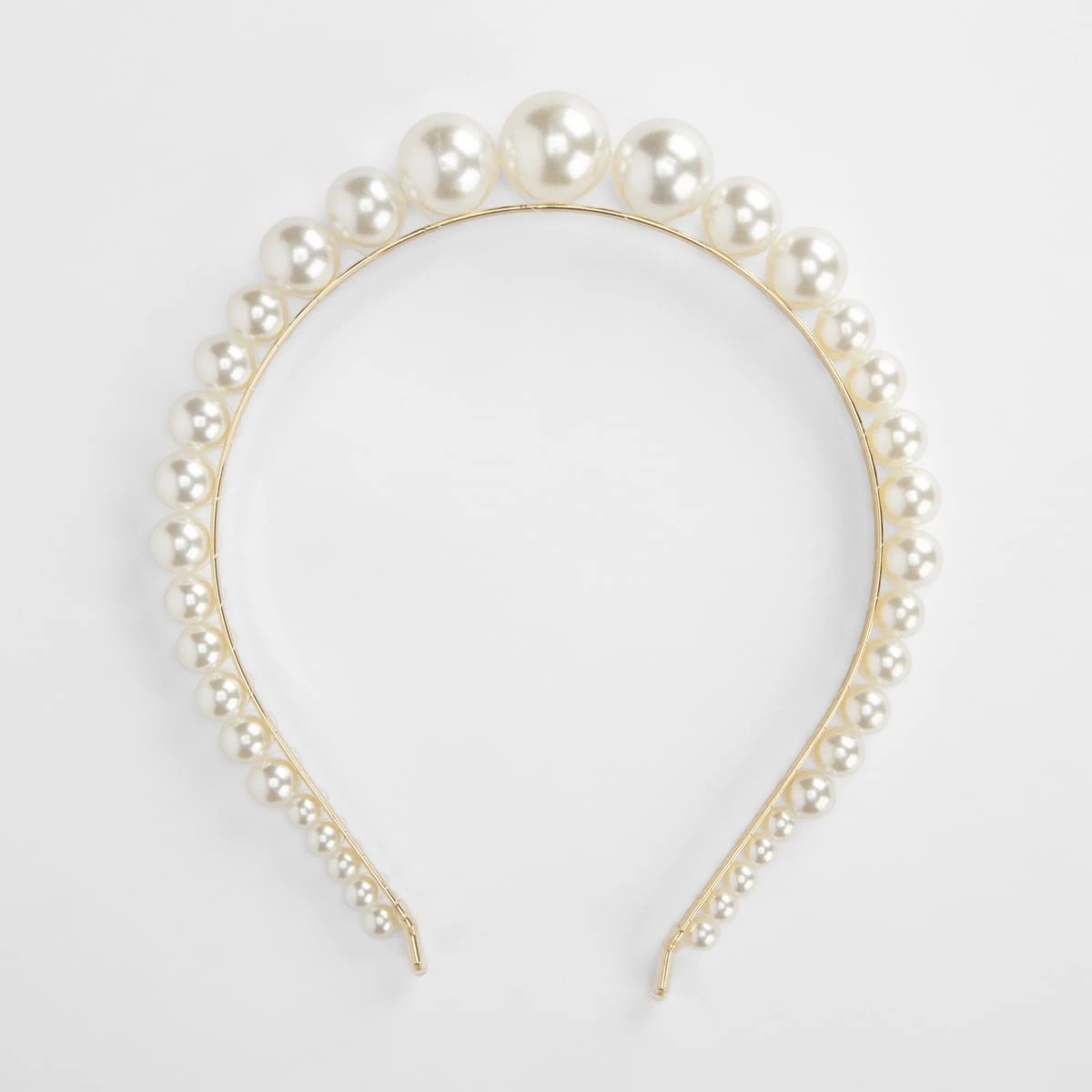 3 Faux Pearl Headband - White and Gold Tone, 3 of 4